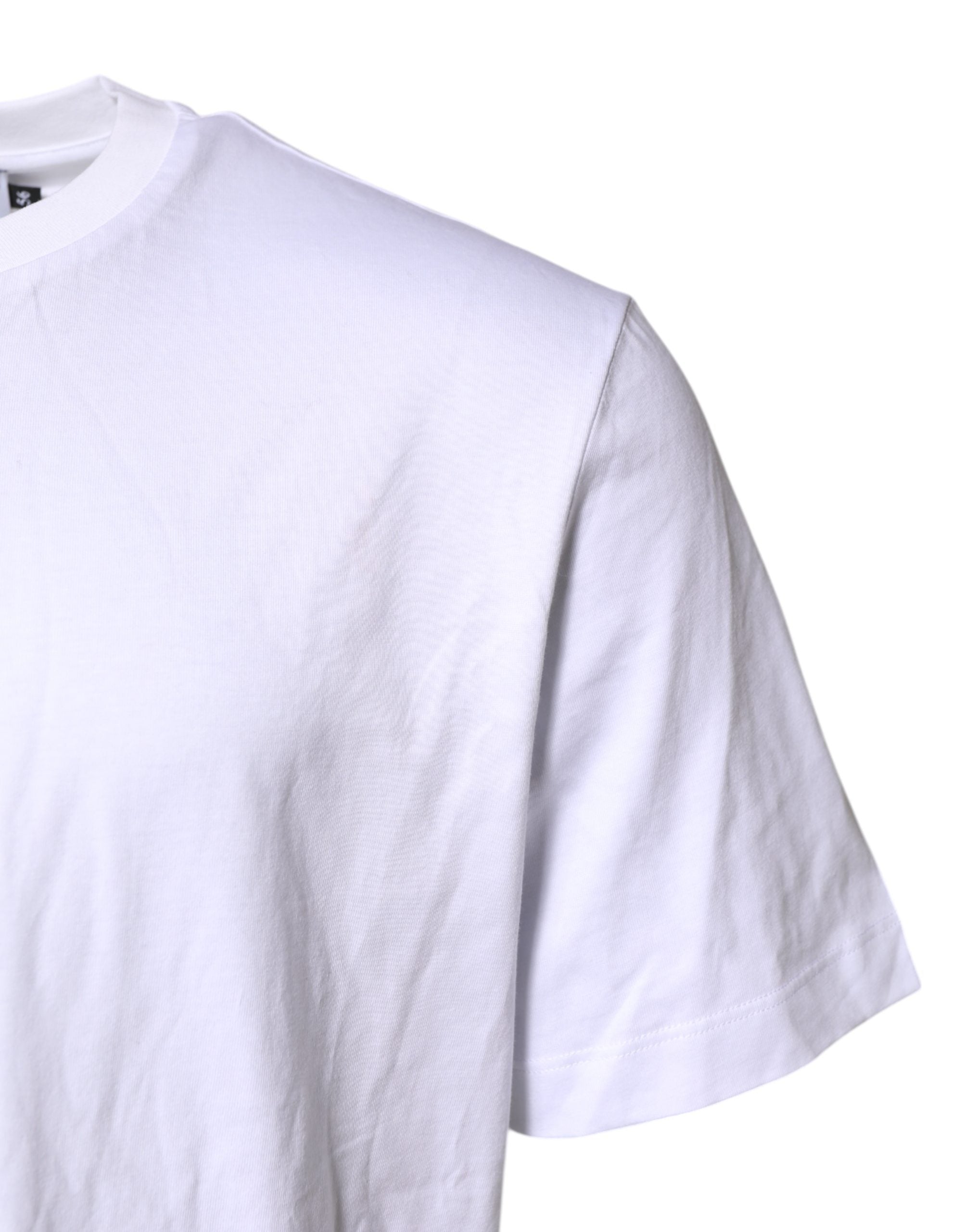 Pre-Owned Dolce & Gabbana White Cotton DG Logo Embroidery Men T-shirt