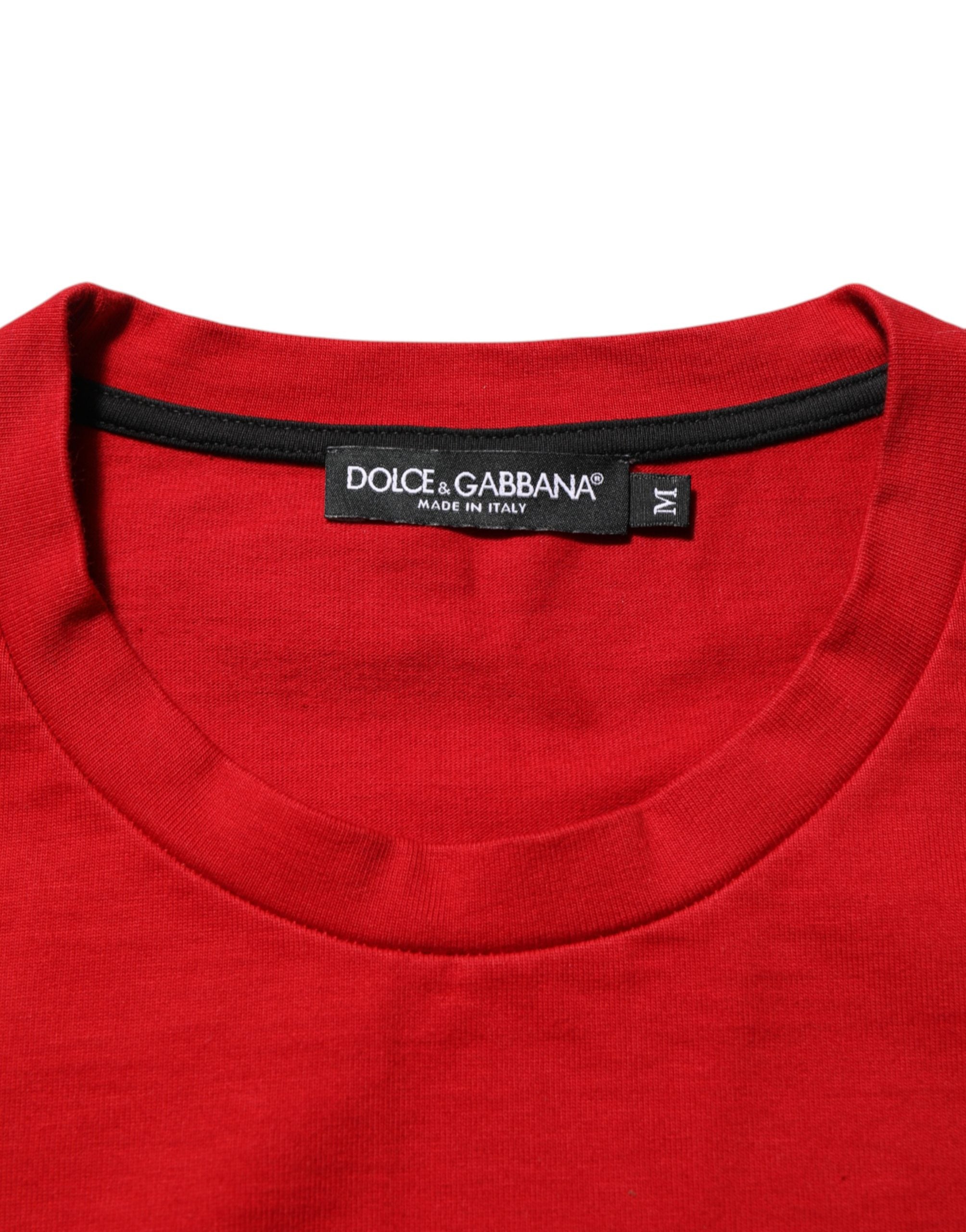 Dolce & Gabbana Red DG Eye Print Cotton Crew Neck T-shirt