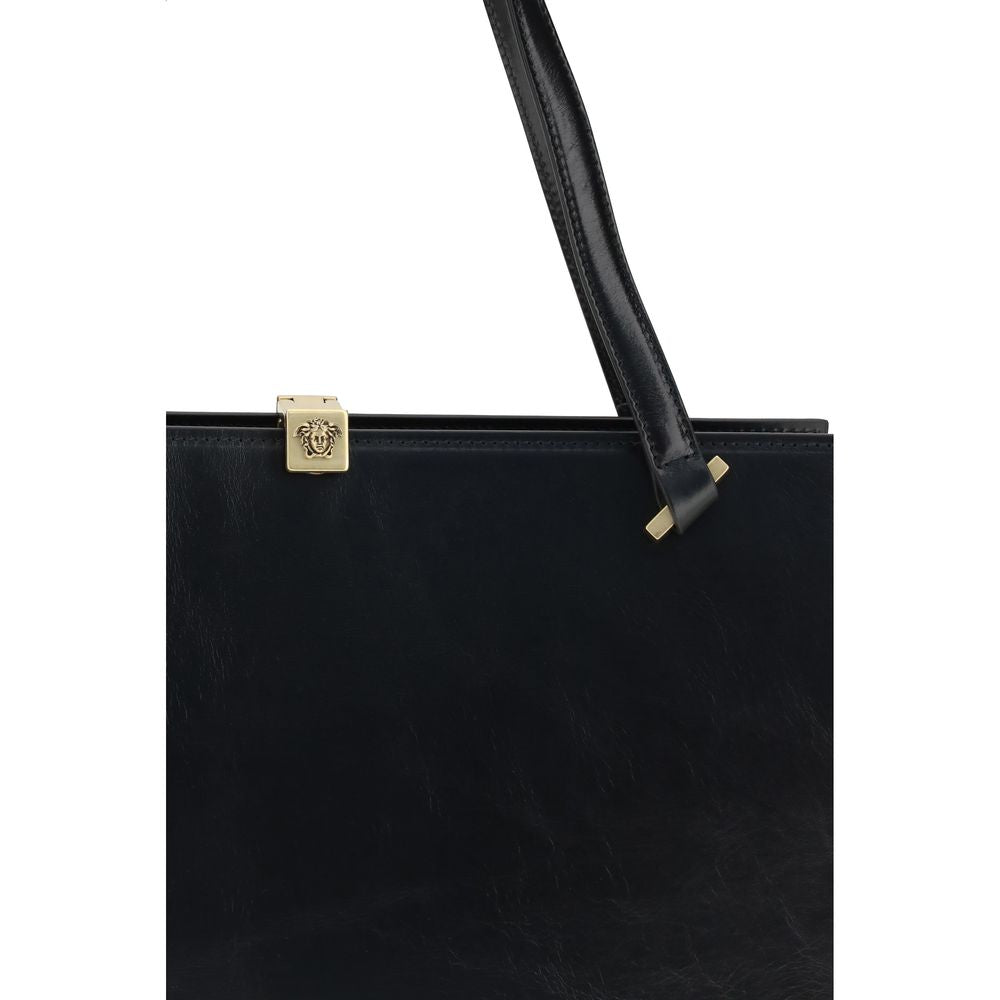 Versace Black Leather Shoulder Bag - PreLoved & Luxe