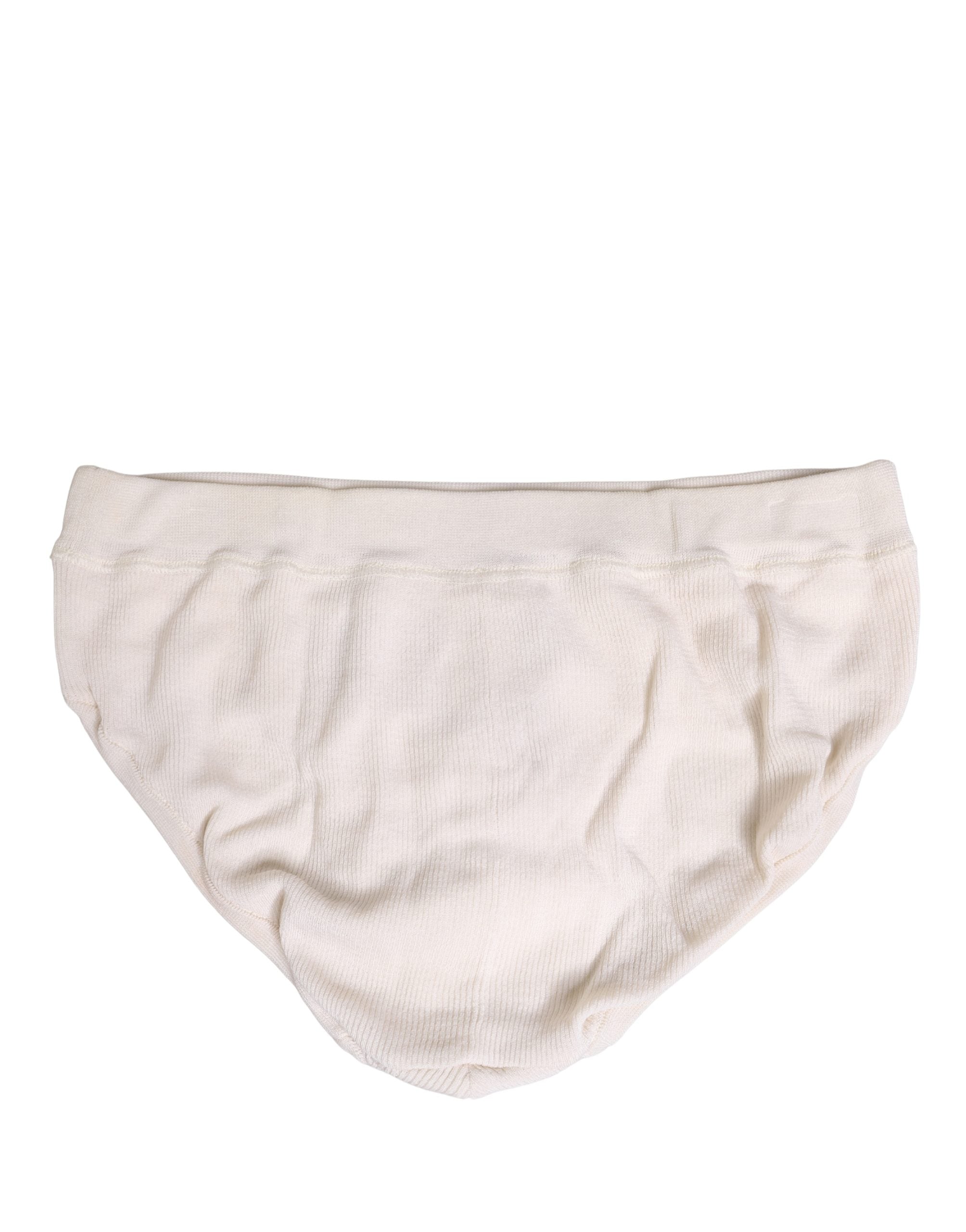 Dolce & Gabbana Off White Logo Silk Men Briefs Underwear