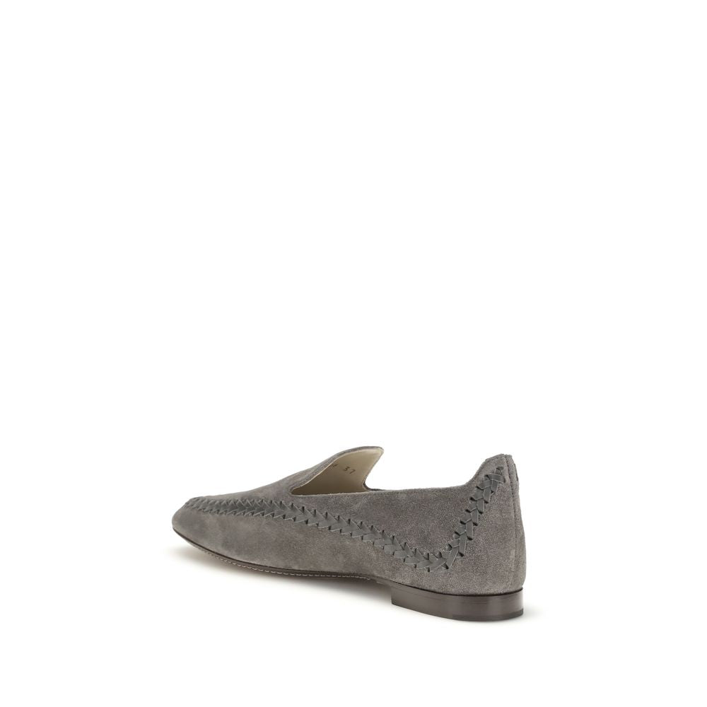 Giorgio Armani Gray Leather Slip-On Loafers