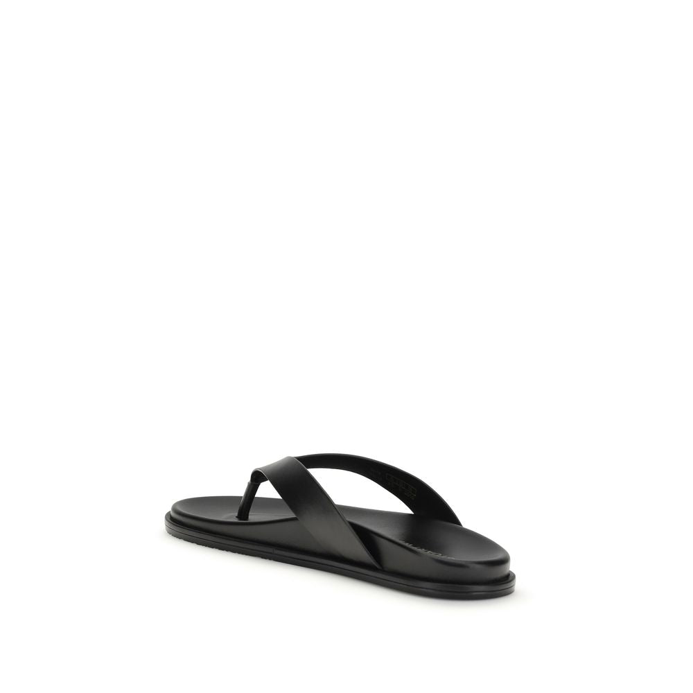 Stuart Weitzman Black Leather Flip-Flop Sandals