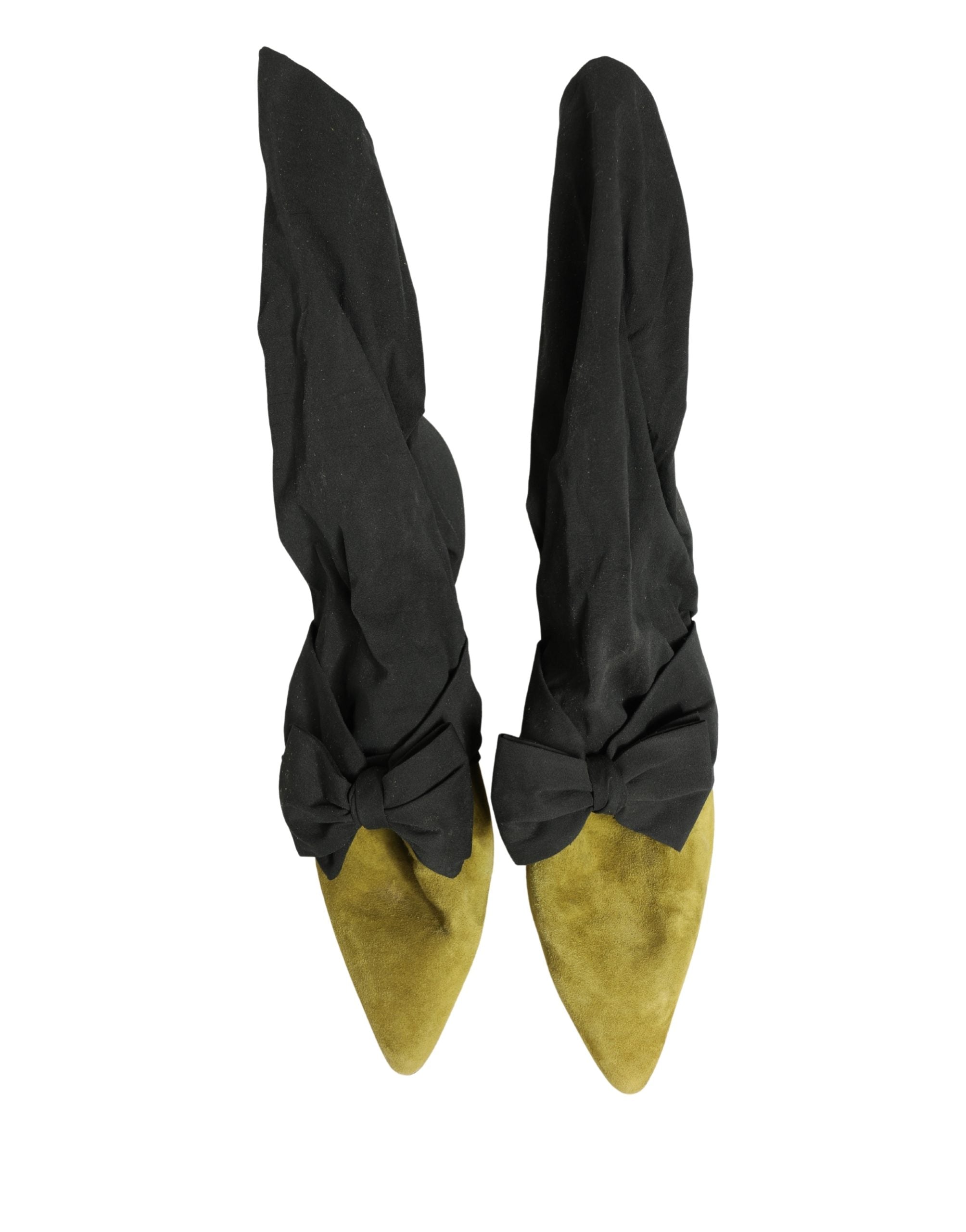 Dolce & Gabbana Black Yellow Suede Boots Shoes