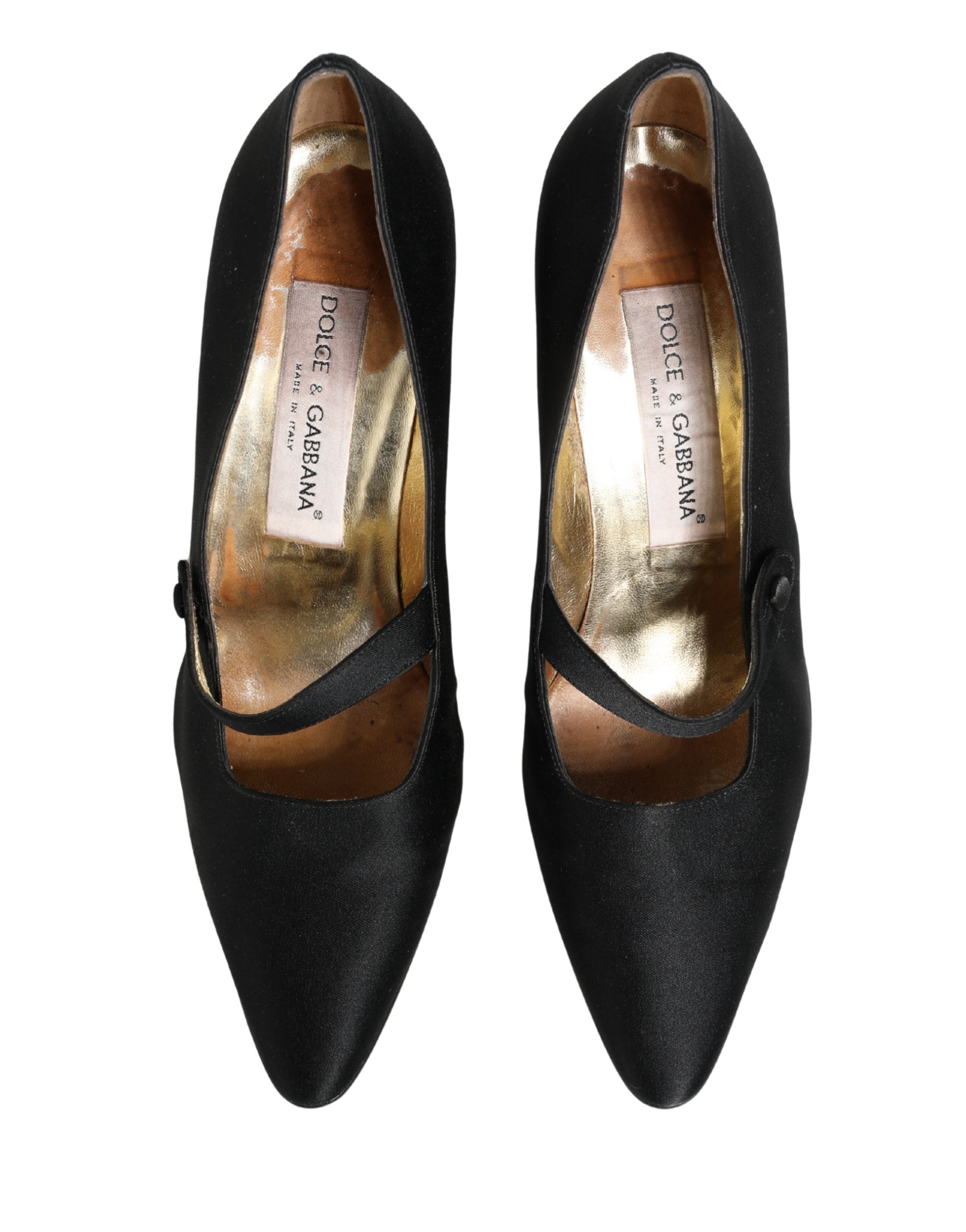 Dolce & Gabbana Black Satin Mary Jane Pumps Shoes