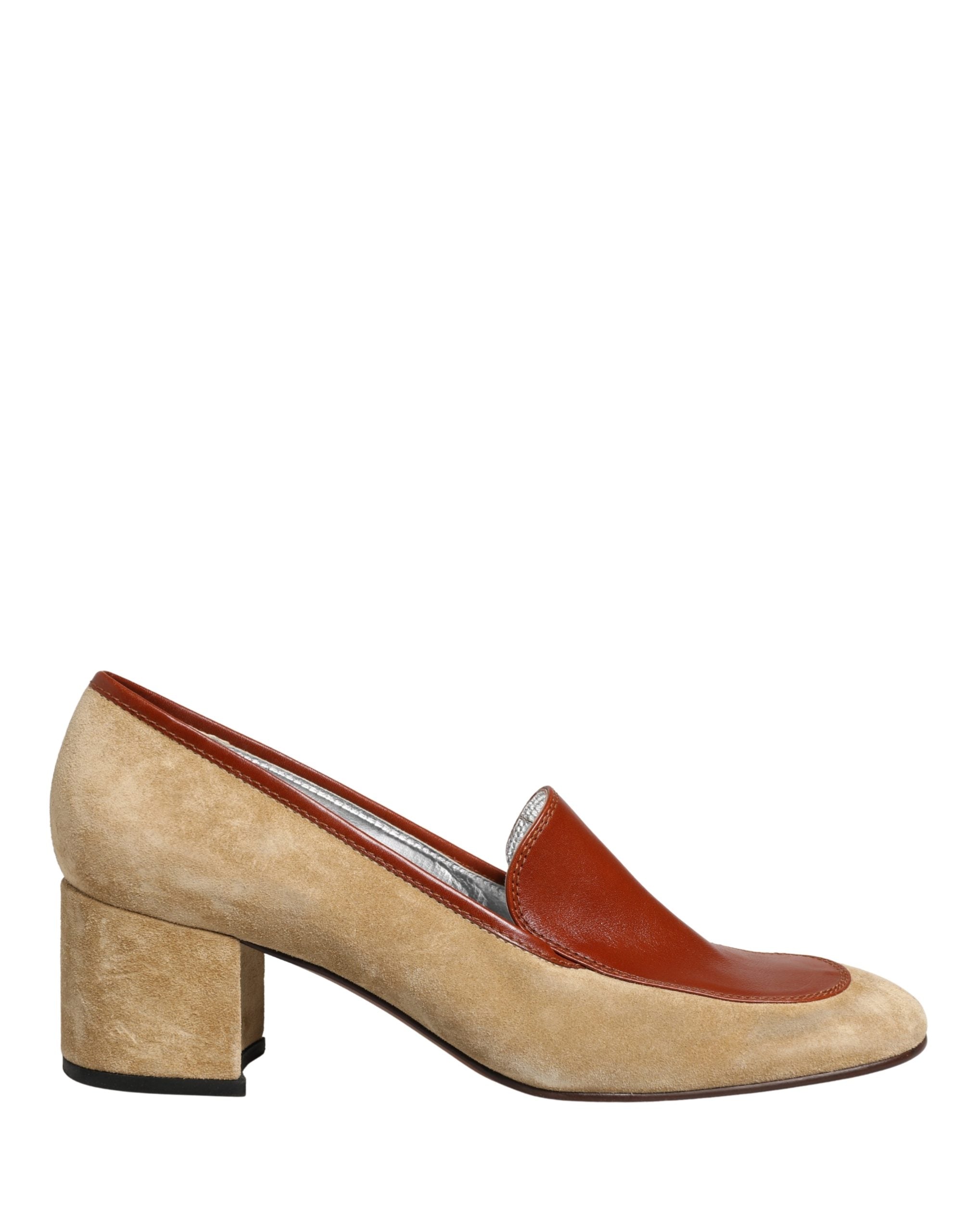 Dolce & Gabbana Beige Leather Suede Block Heel Loafers Shoes