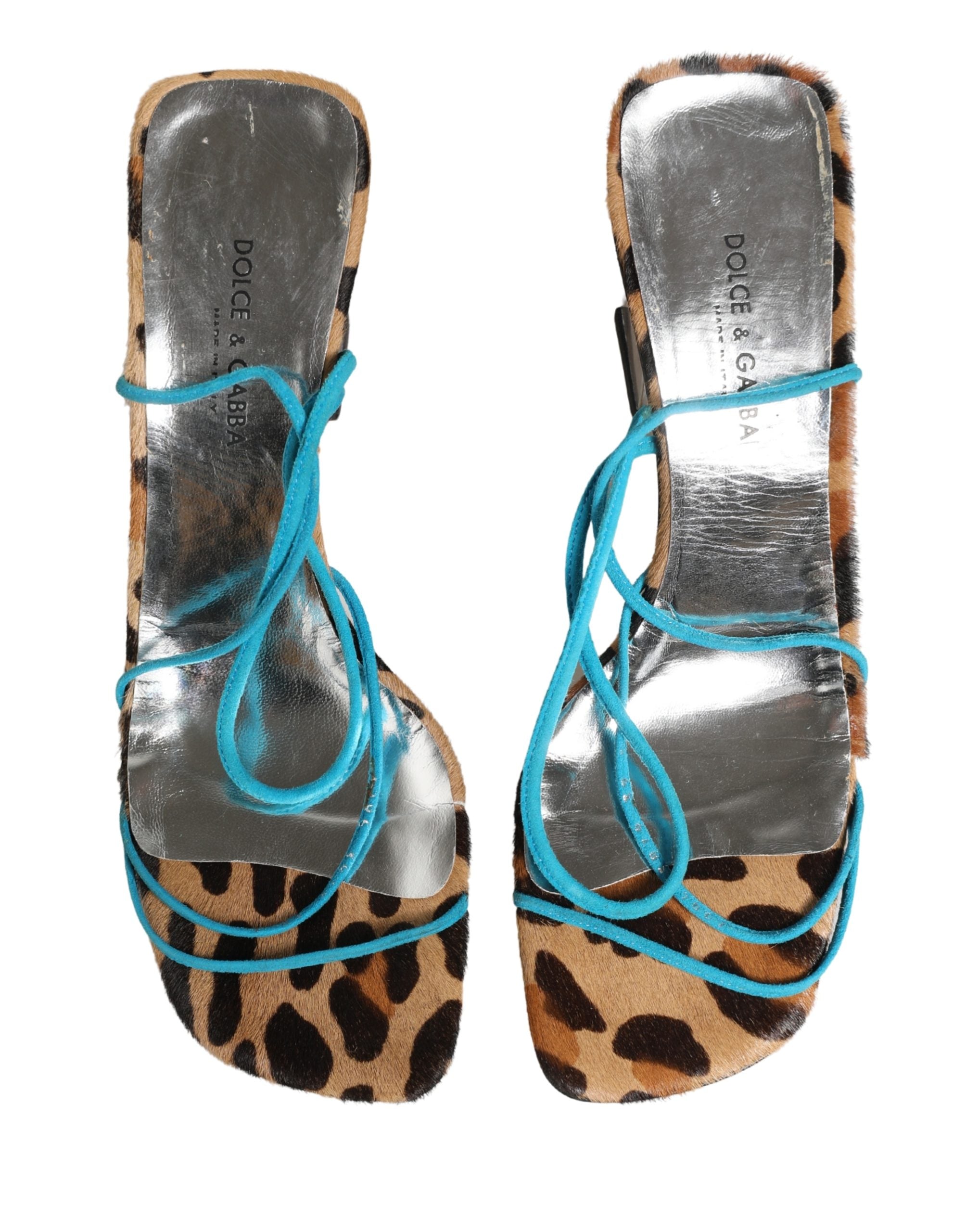 Dolce & Gabbana Multicolor Leather Block Heels Sandals Shoes