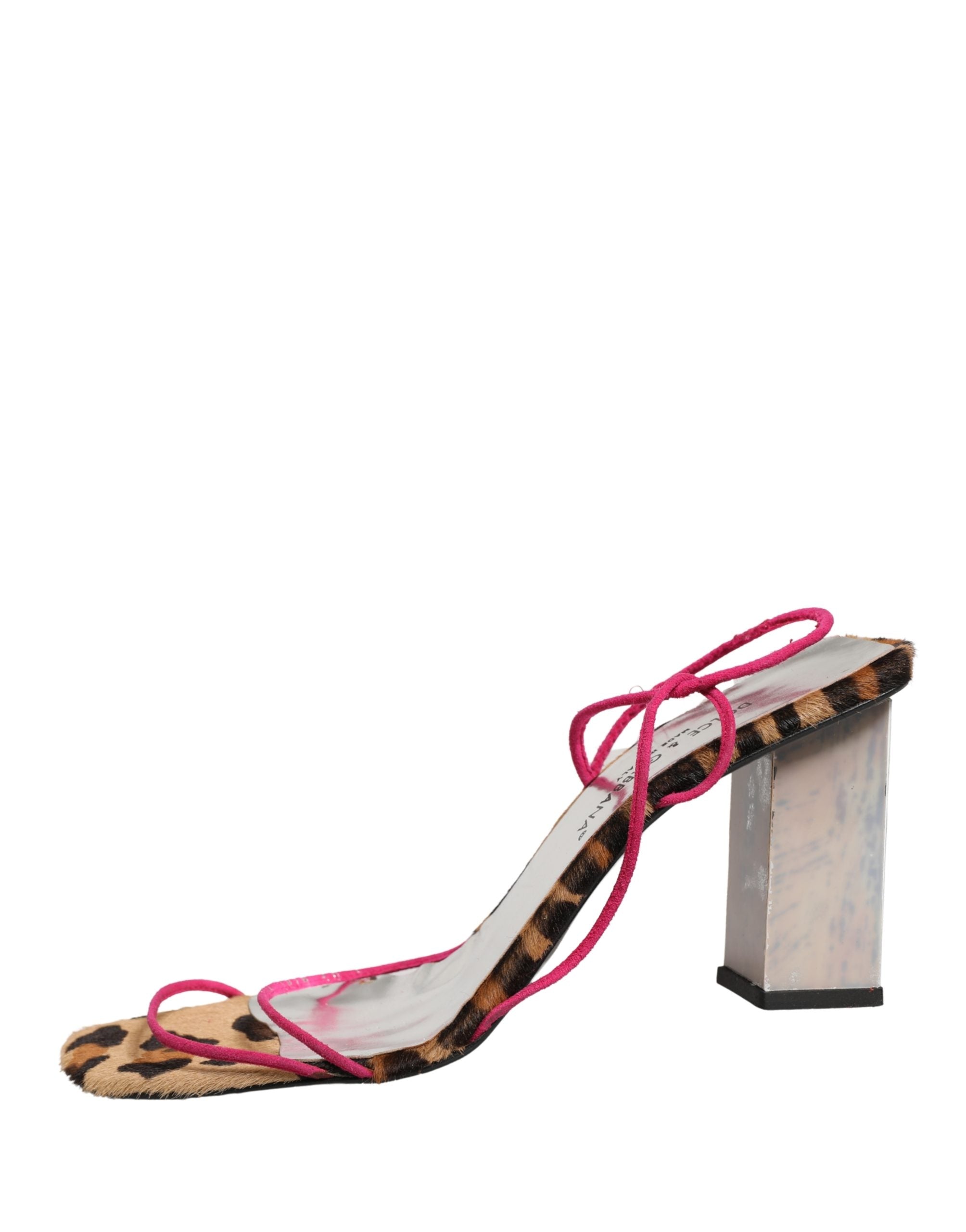 Pre-Owned Dolce & Gabbana Multicolor Leather Block Heels Sandals Shoes