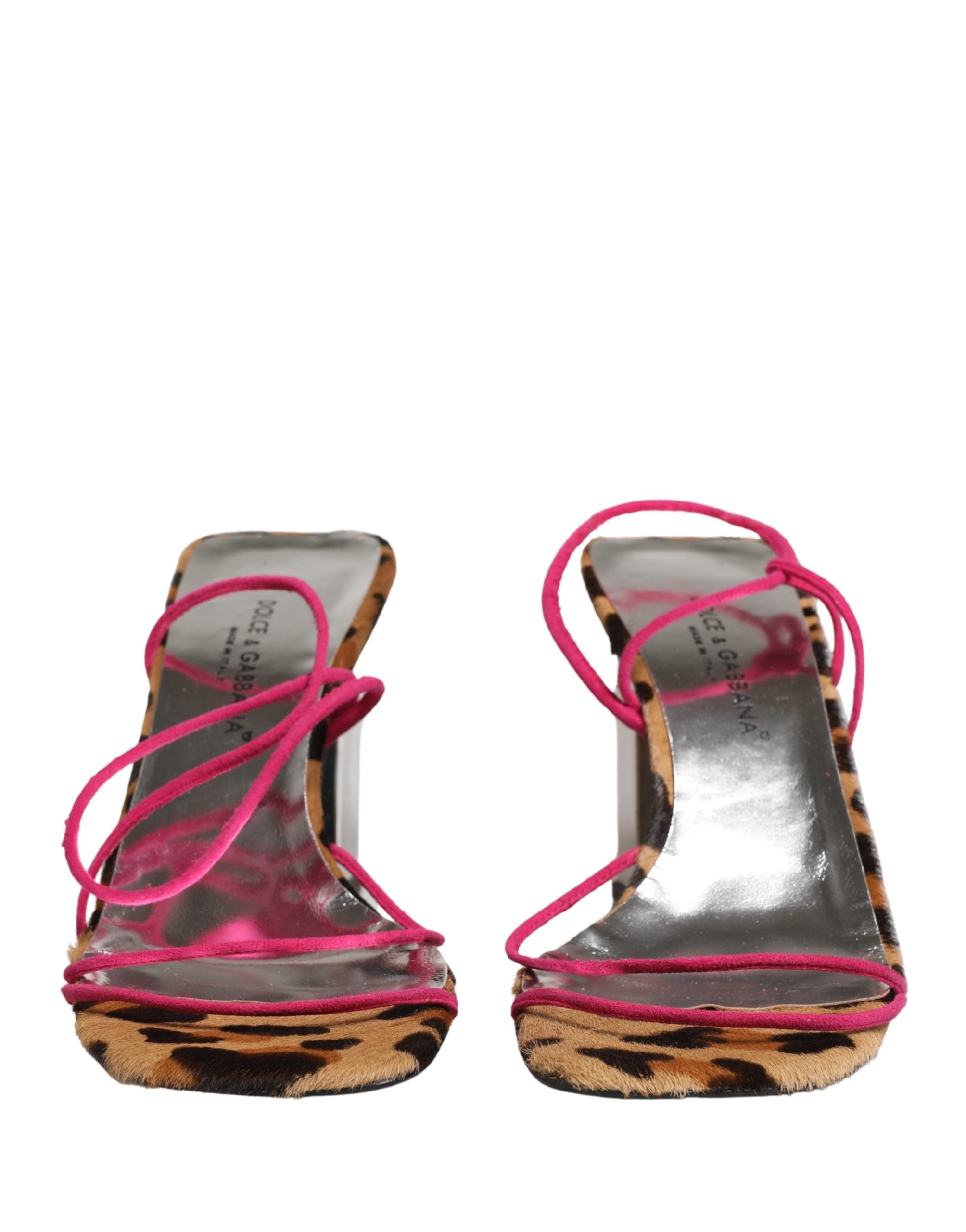 Pre-Owned Dolce & Gabbana Multicolor Leather Block Heels Sandals Shoes