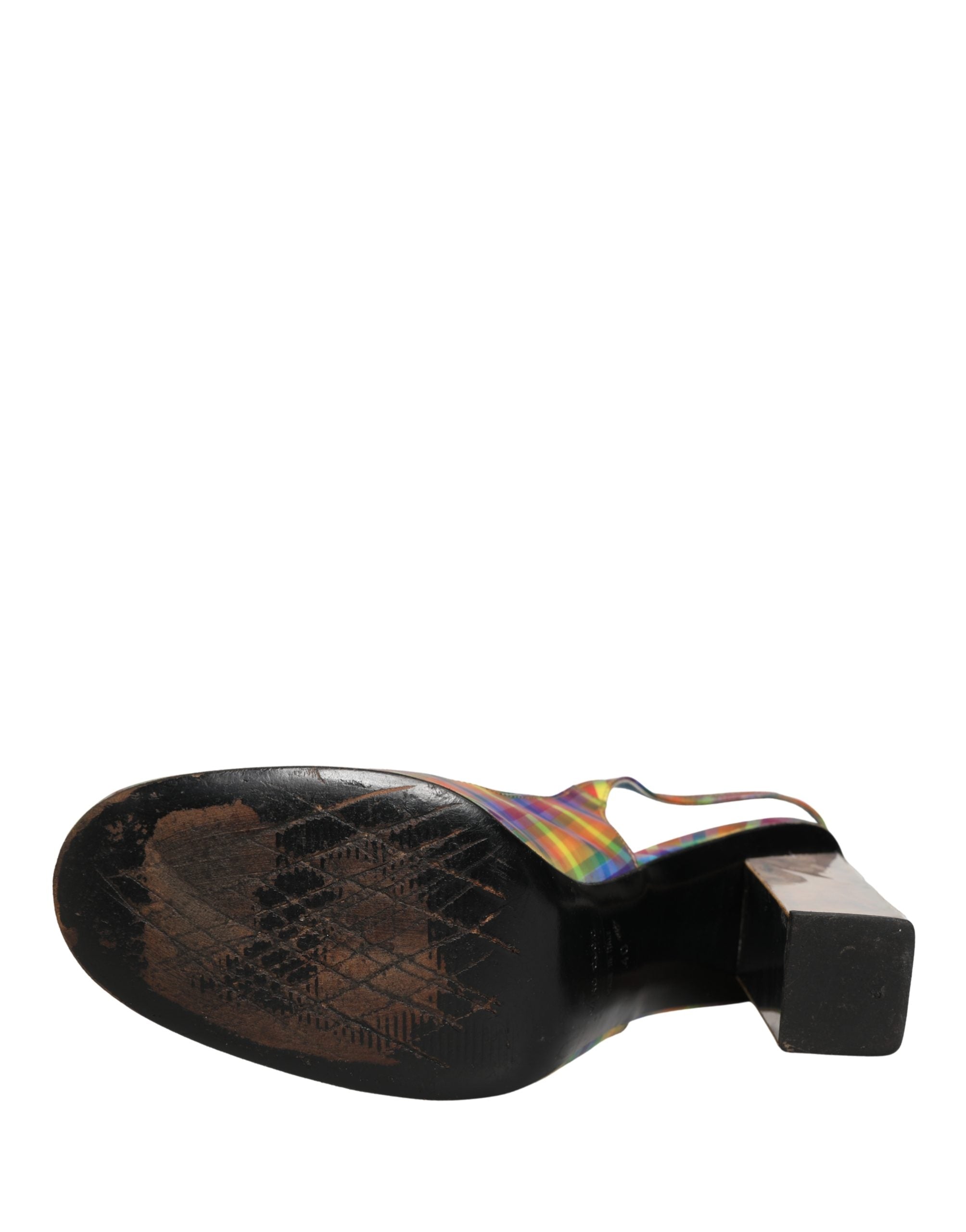 Dolce & Gabbana Multicolor Plaid Heels Slingback Sandals Shoes