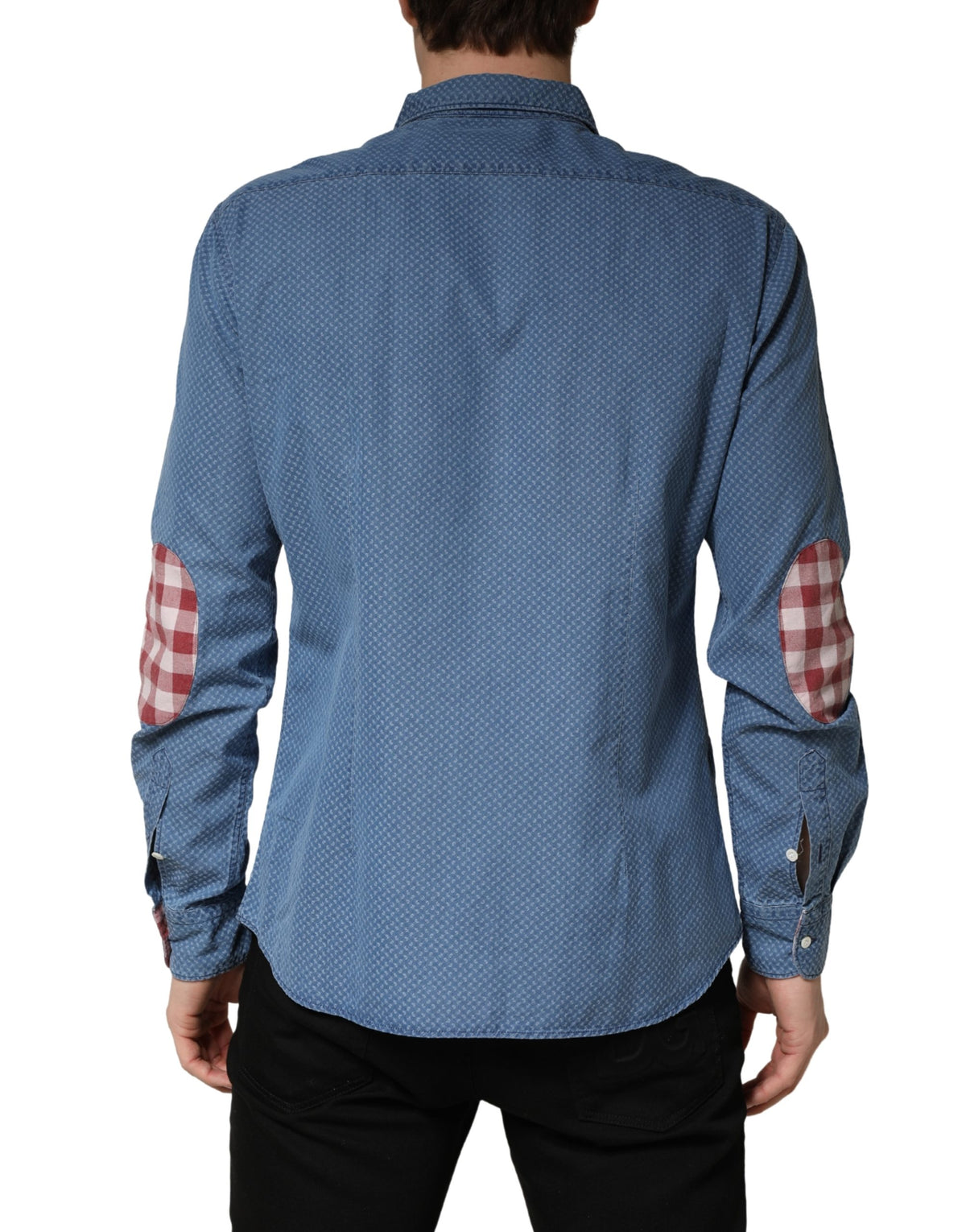 AGLINI Blue Cotton Slim Fit Collared LongSleeve Casual Shirt