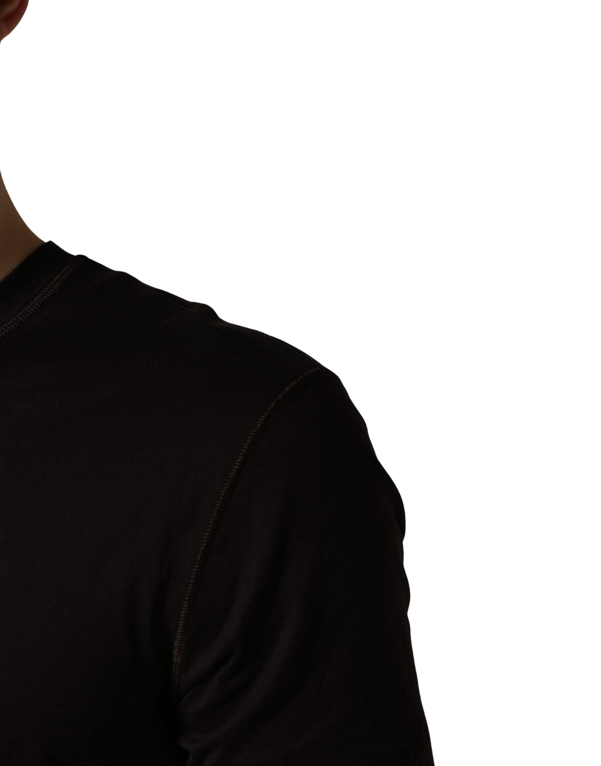 Dolce & Gabbana Brown Logo Embroidered Men Crew Neck T-shirt