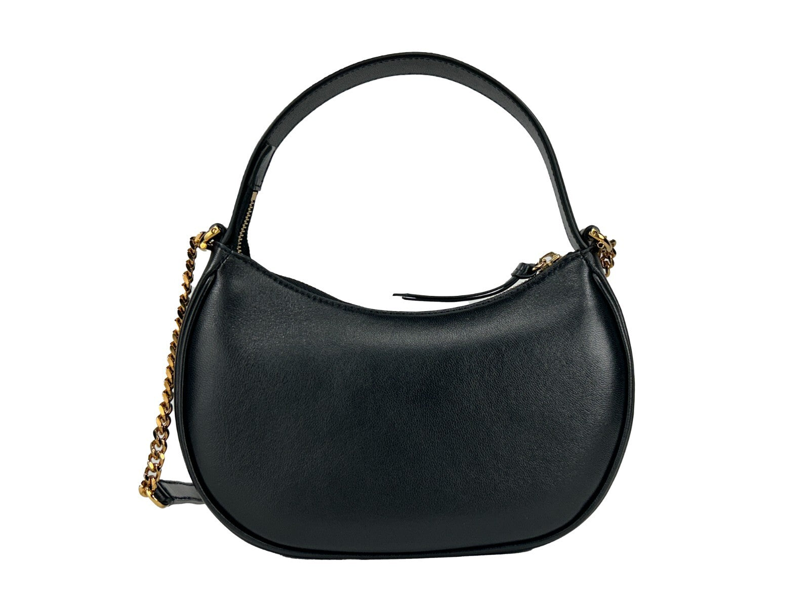Versace Quilted Black Leather Half Moon Chain Crossbody Bag - PreLoved & Luxe