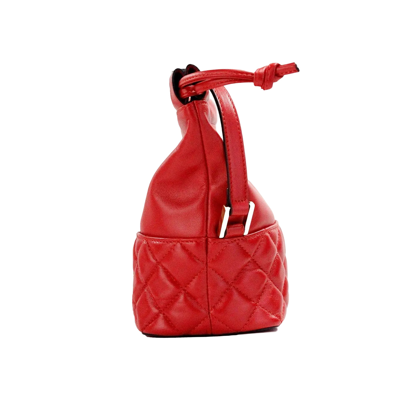 Versace Red Quilted Leather Drawstring Shoulder Bag Bucket Crossbody Handbag - PreLoved & Luxe