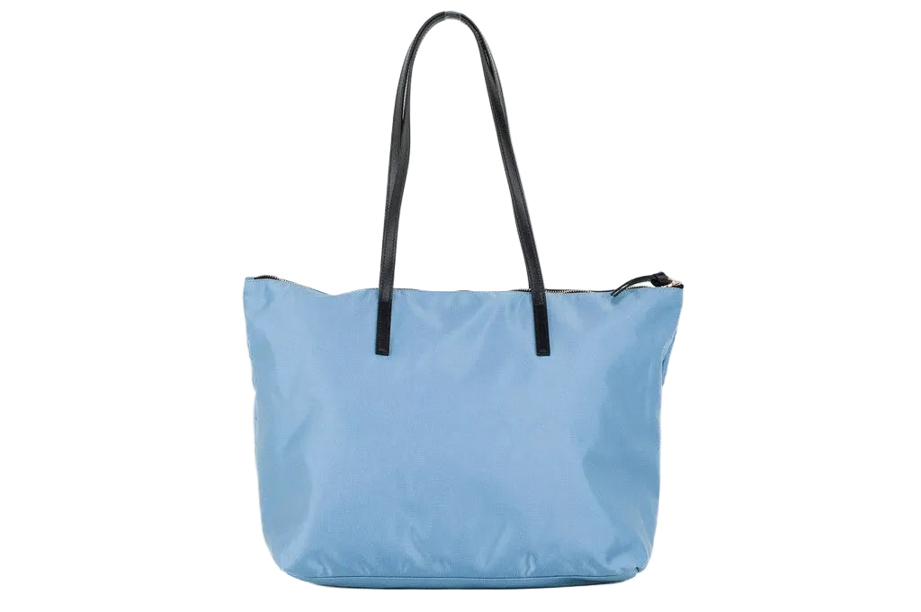Versace Portuna Medusa Medium Cornflower Blue Nylon Leather Tote Bag Purse - PreLoved & Luxe