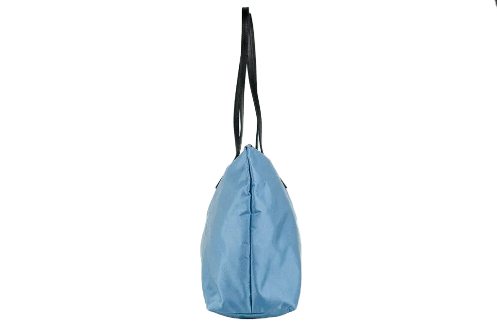 Versace Portuna Medusa Medium Cornflower Blue Nylon Leather Tote Bag Purse - PreLoved & Luxe
