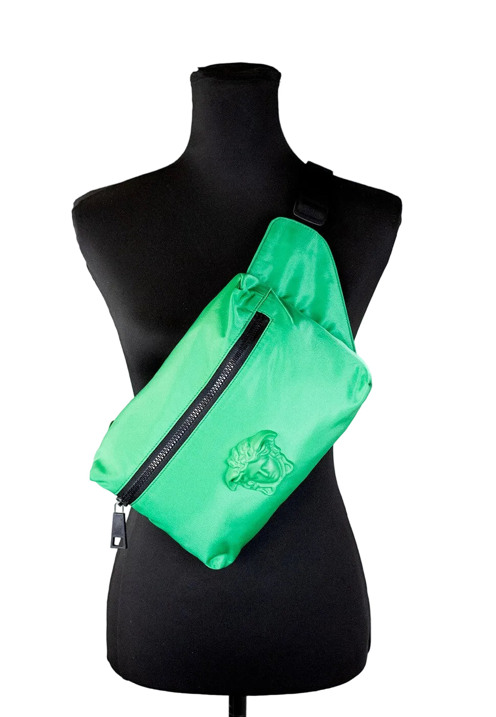 Versace Small Bright Green Nylon Matte Medusa Belt Bag Waist Fanny Pack Purse - PreLoved & Luxe