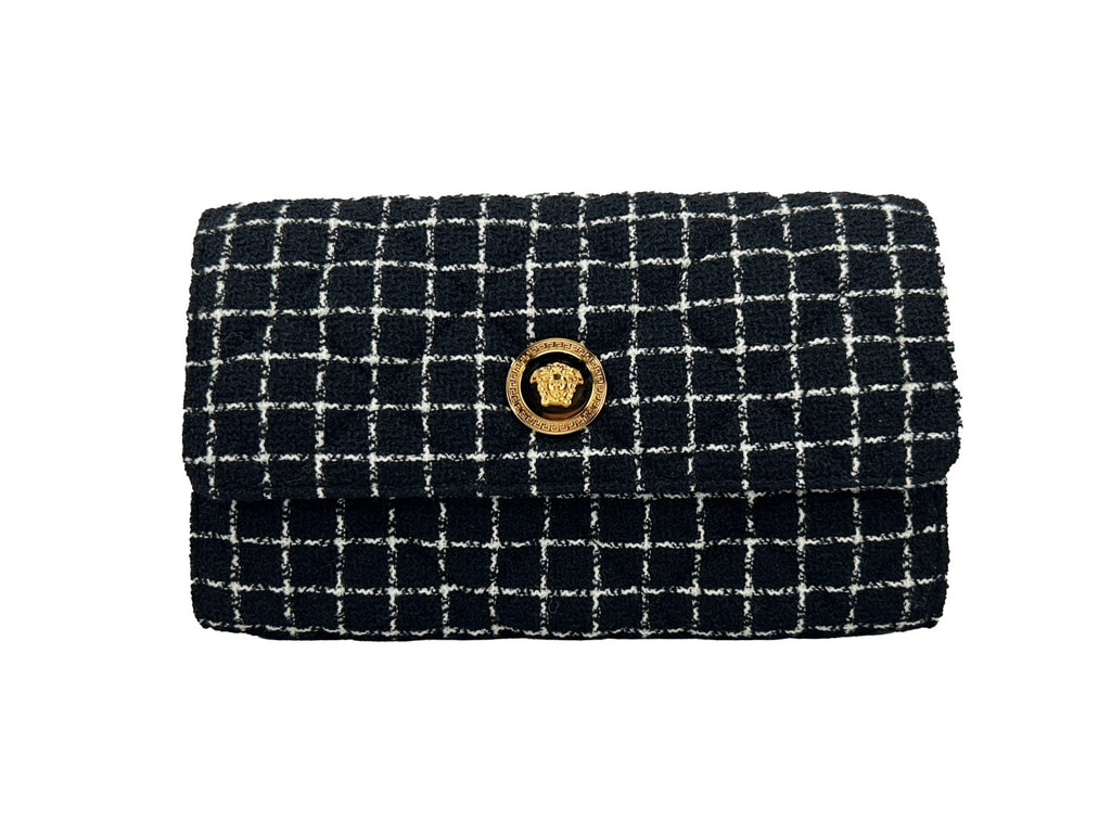 Versace Wallet On A Chain Fabric Black Crossbody Bag - PreLoved & Luxe