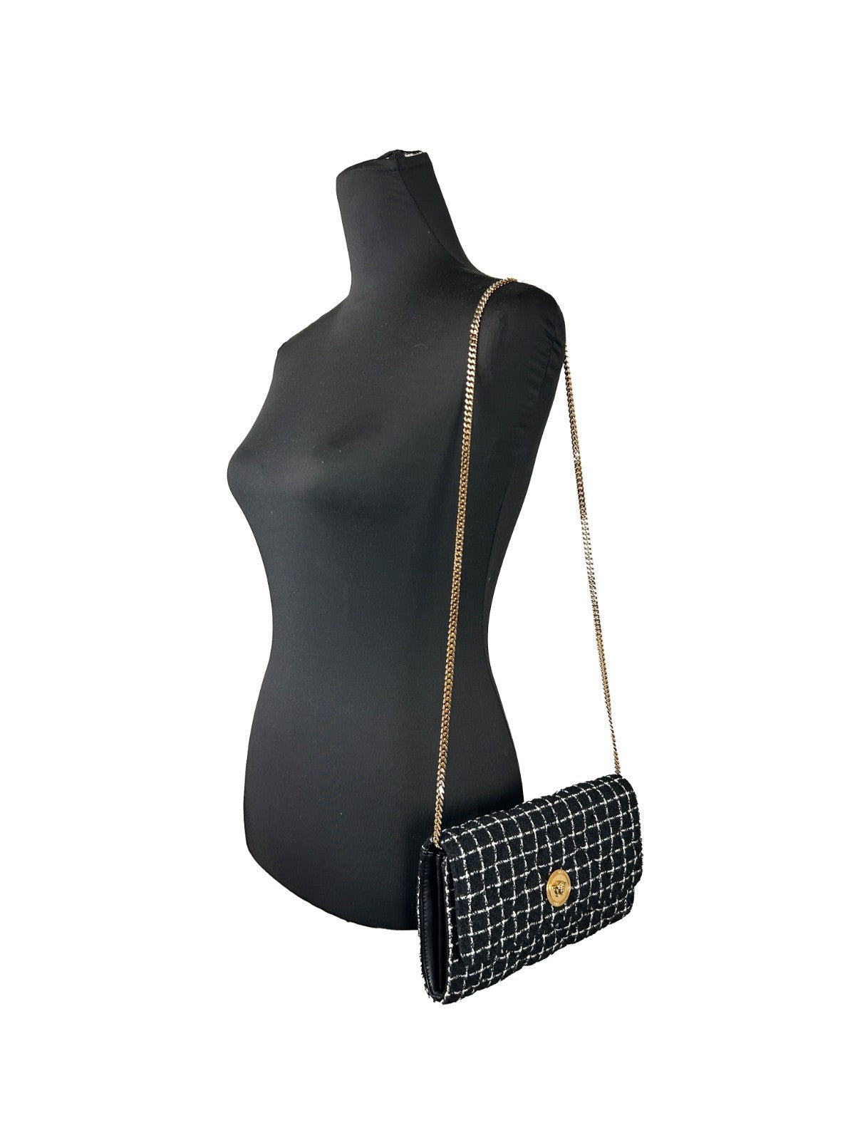 Versace Wallet On A Chain Fabric Black Crossbody Bag - PreLoved & Luxe