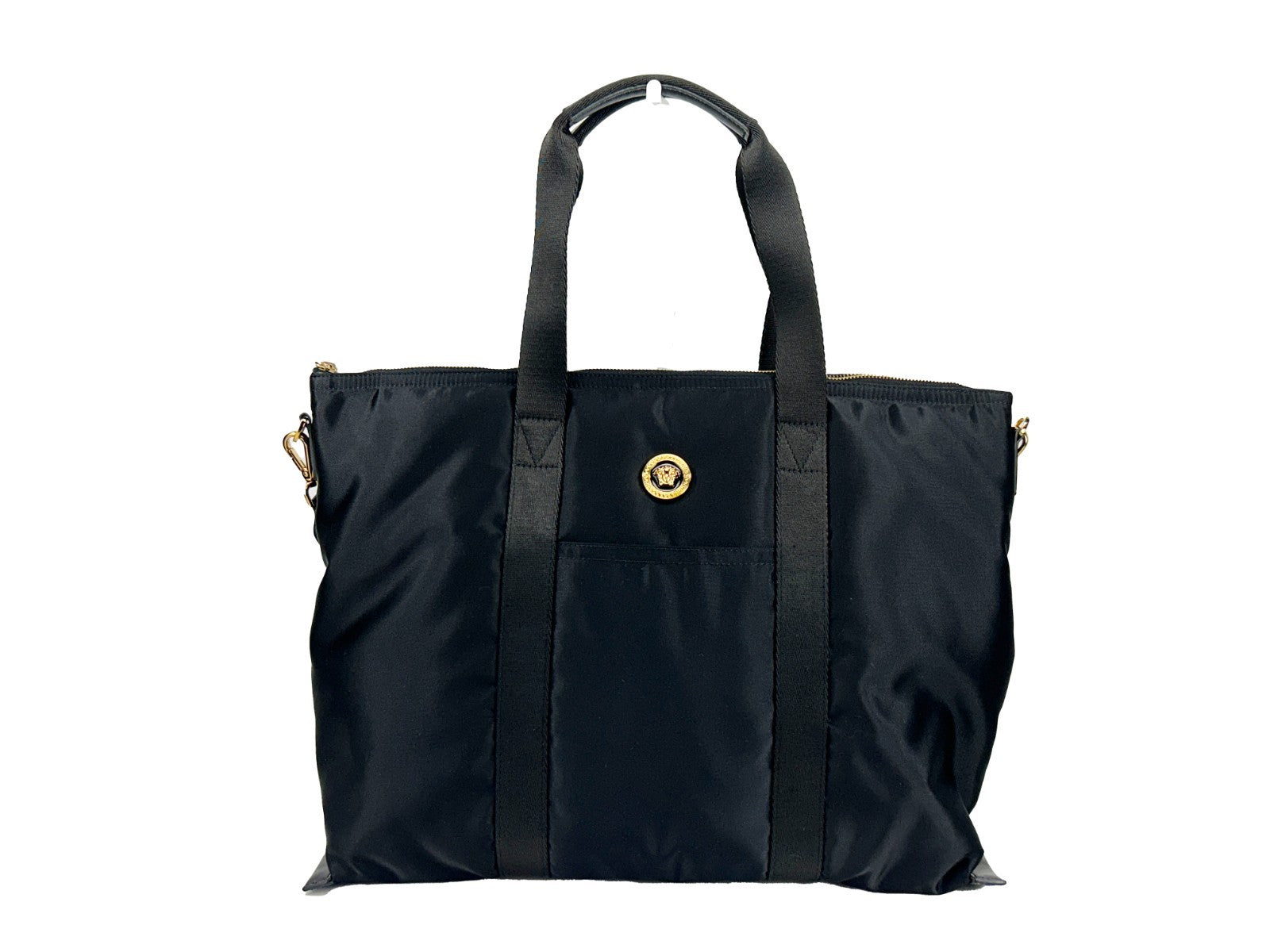 Versace Black Nylon Fabric La Medusa Shoulder Tote Bag - PreLoved & Luxe