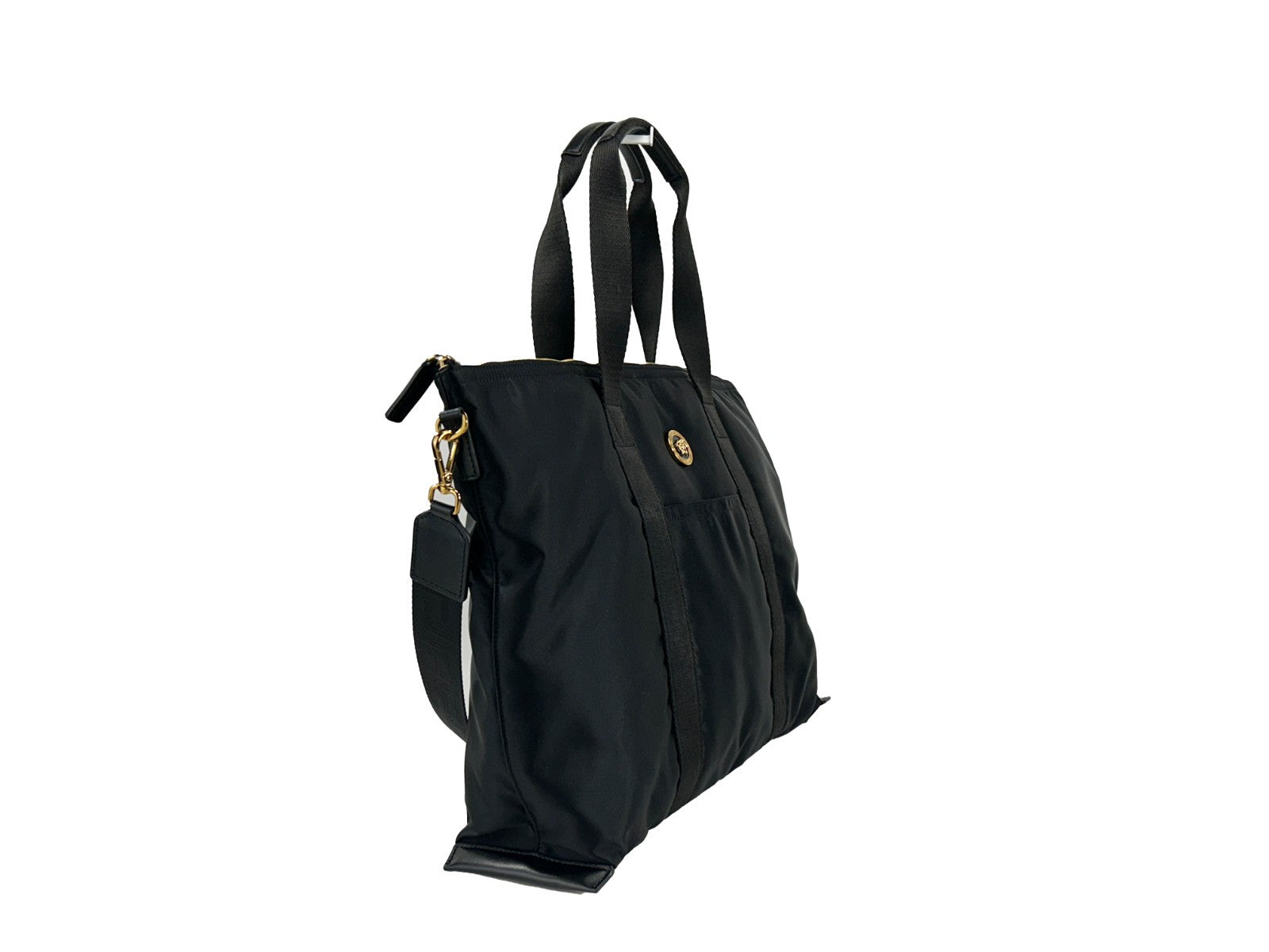 Versace Black Nylon Fabric La Medusa Shoulder Tote Bag - PreLoved & Luxe