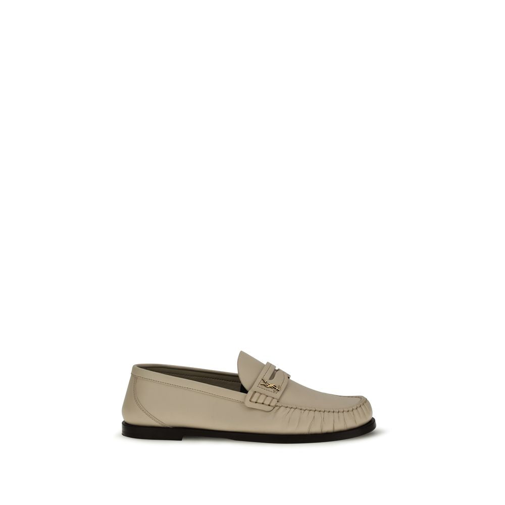 Saint Laurent Beige Leather Slip-On Loafers