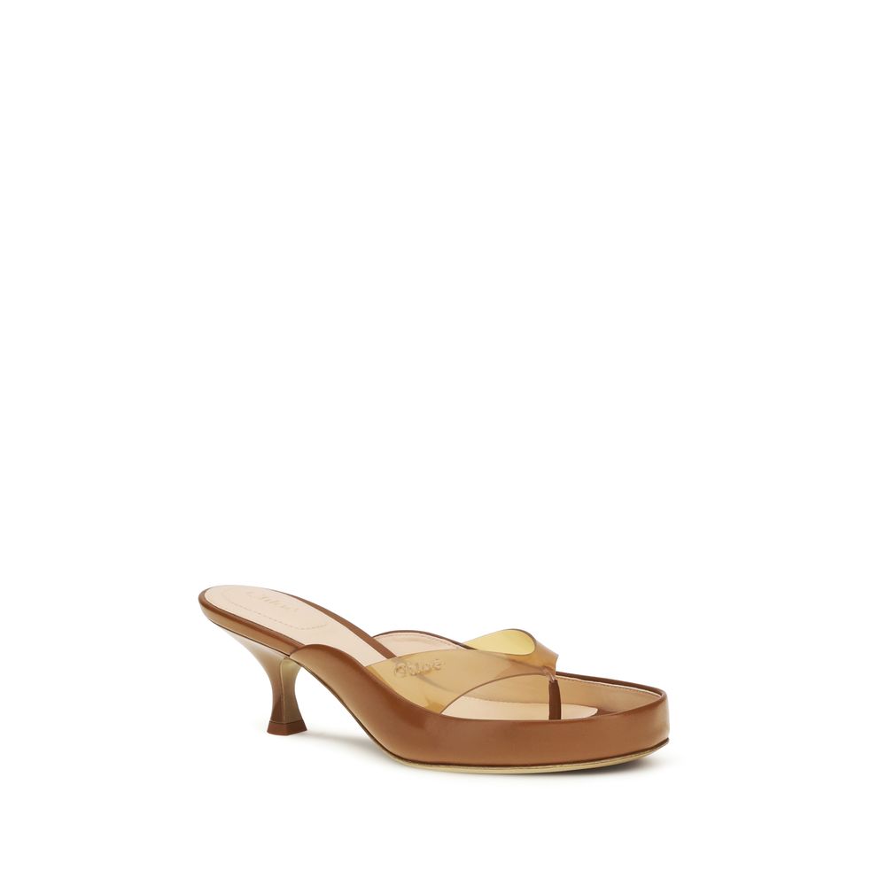 Chloé Brown Leather Stiletto Heel Sandals