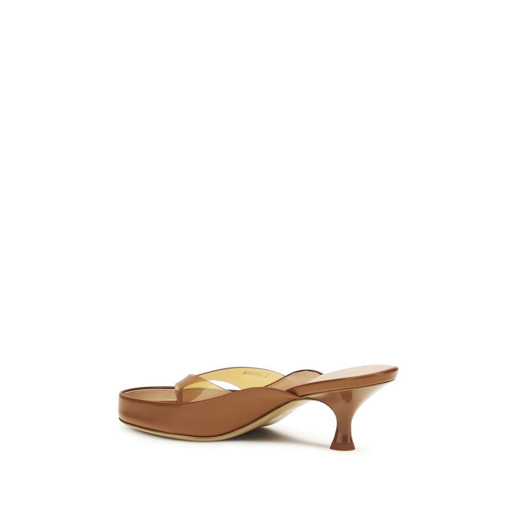 Chloé Brown Leather Stiletto Heel Sandals