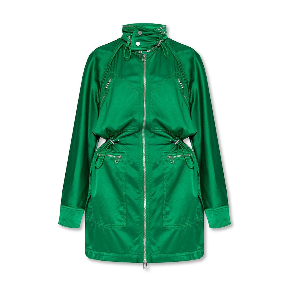Bottega Veneta Grass Green Viscose Cotton Satin Parka