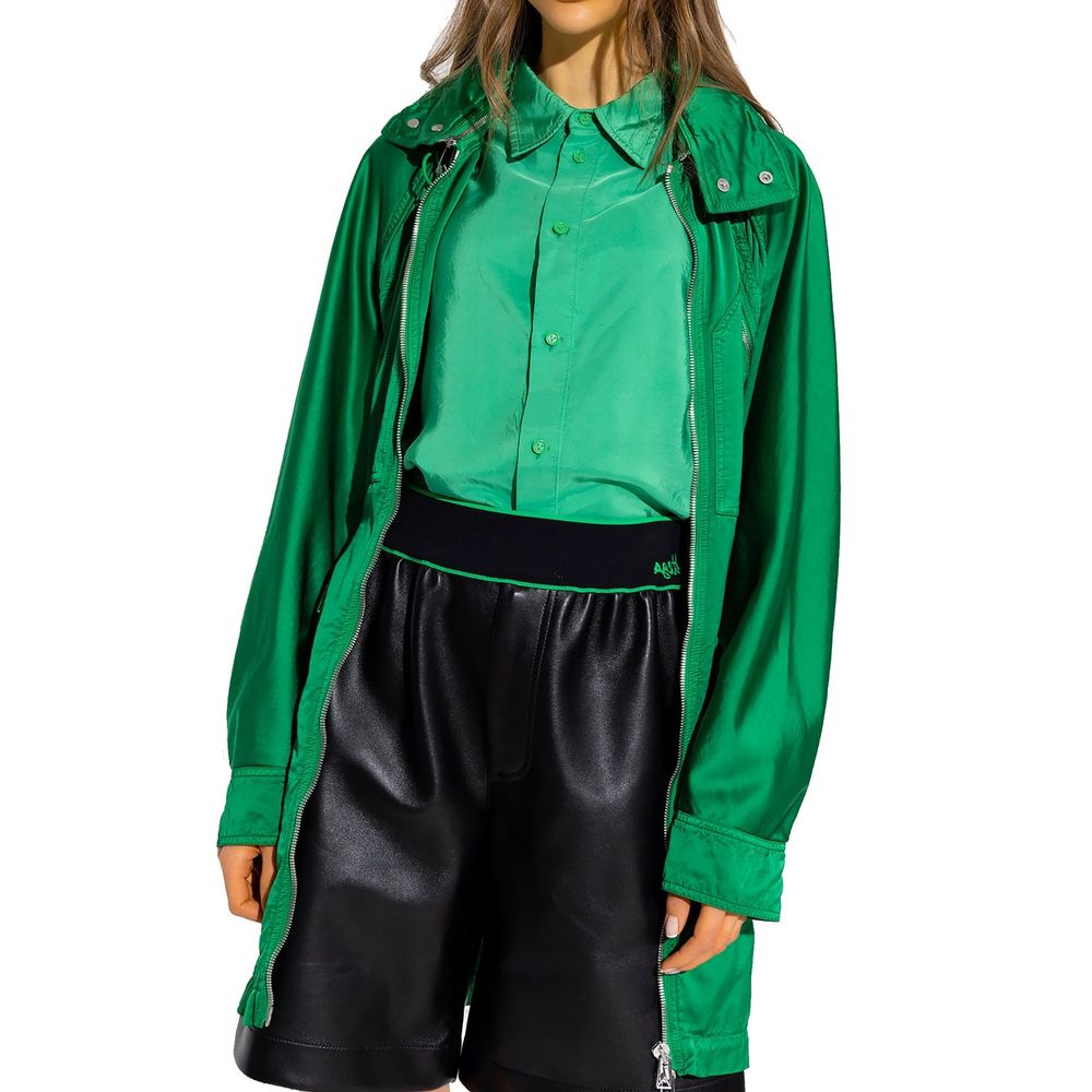 Bottega Veneta Grass Green Viscose Cotton Satin Parka