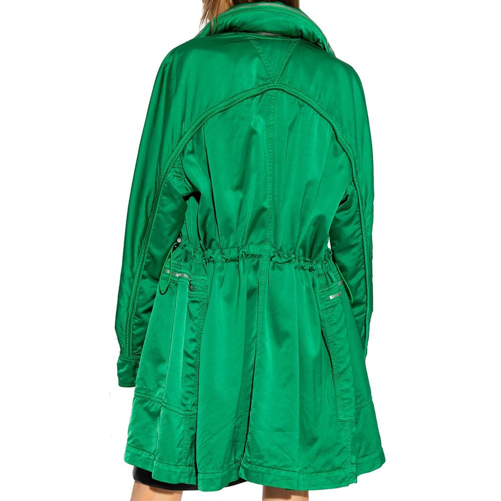 Bottega Veneta Grass Green Viscose Cotton Satin Parka