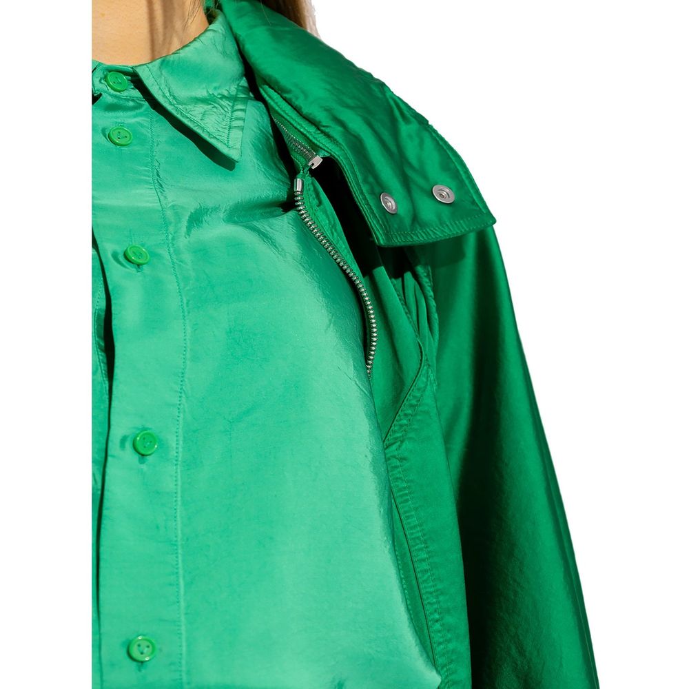 Bottega Veneta Grass Green Viscose Cotton Satin Parka