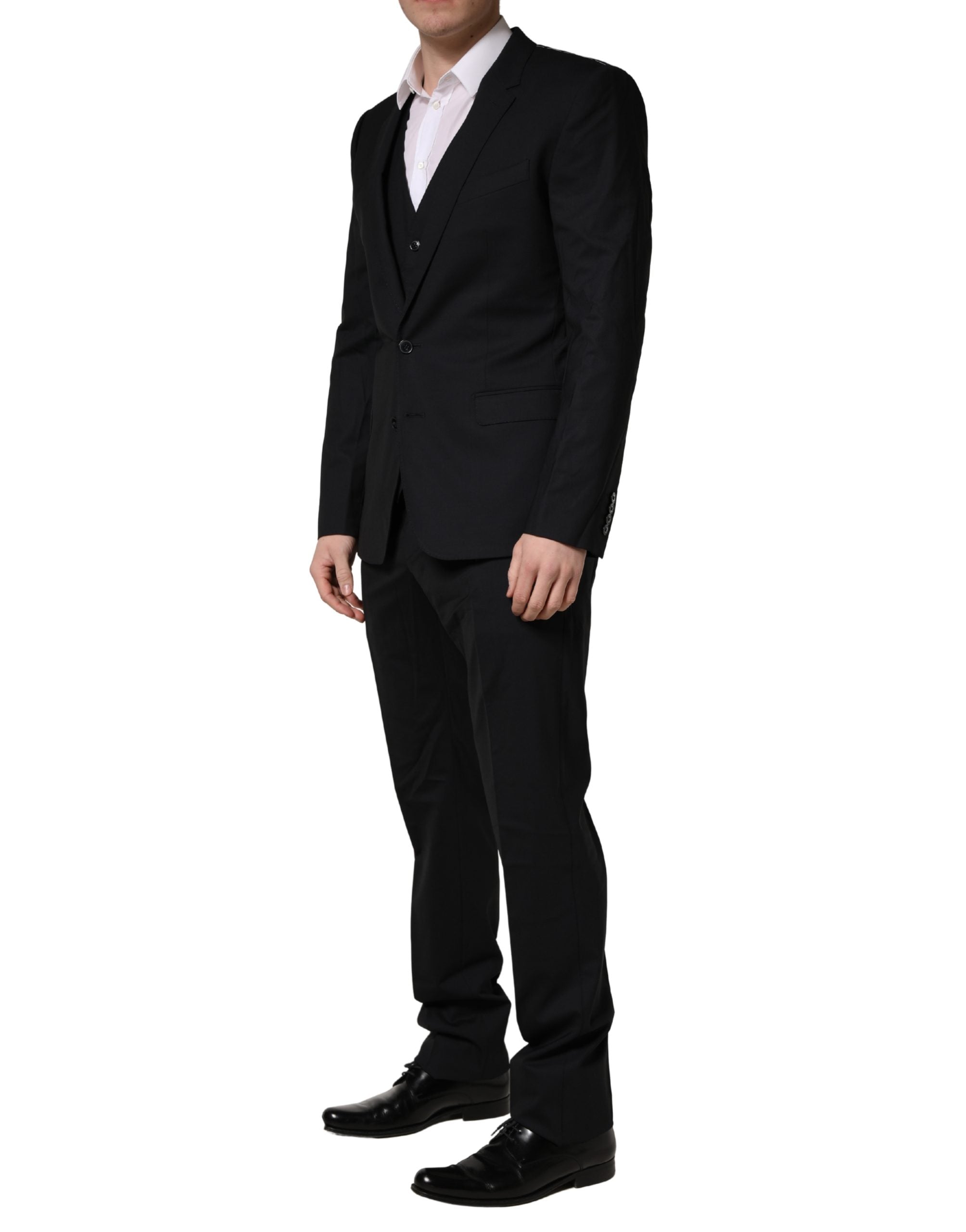 Dolce & Gabbana Dark Blue Wool 2 Buttons Formal 3 Piece Men Suit