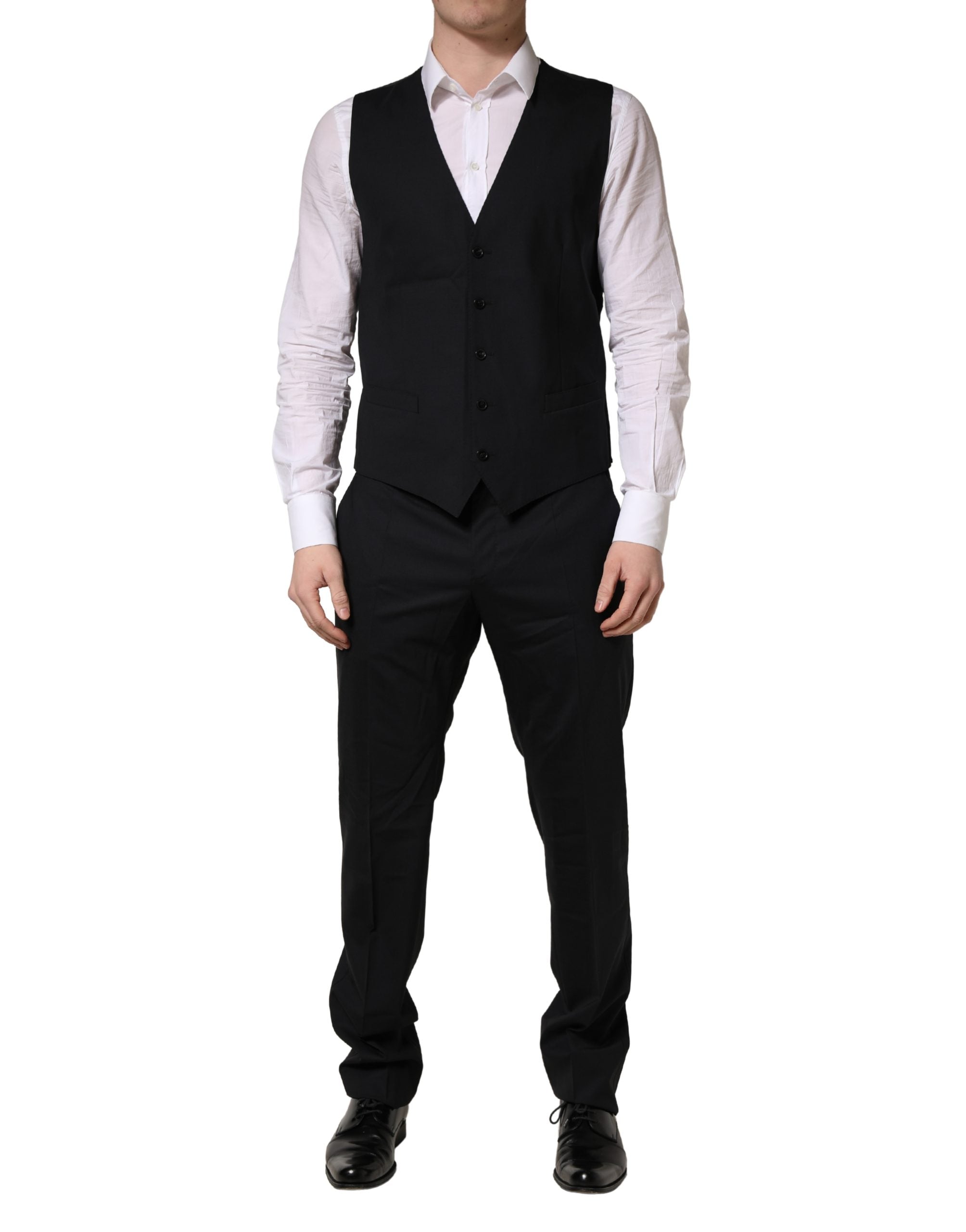 Dolce & Gabbana Dark Blue Wool 2 Buttons Formal 3 Piece Men Suit