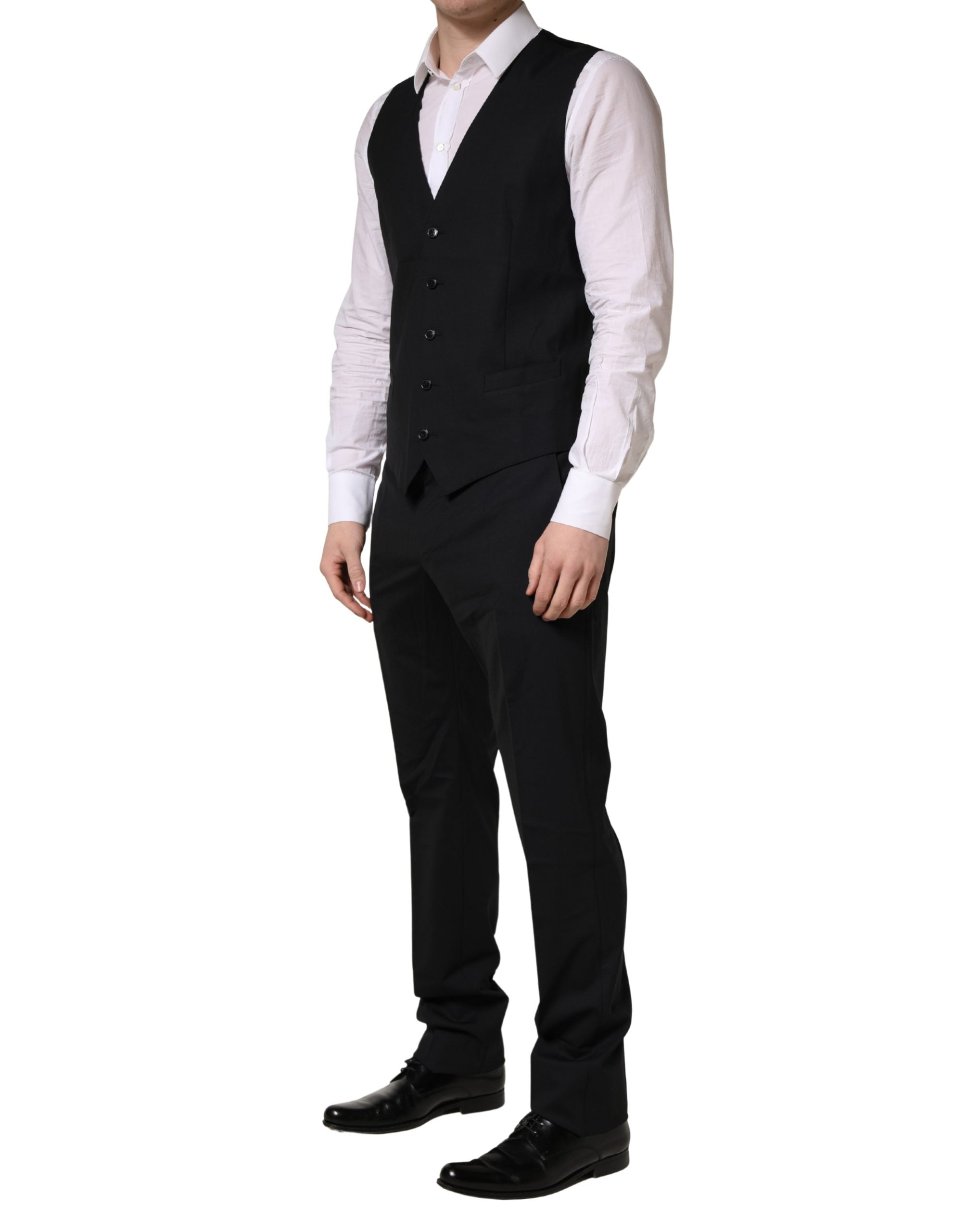 Dolce & Gabbana Dark Blue Wool 2 Buttons Formal 3 Piece Men Suit
