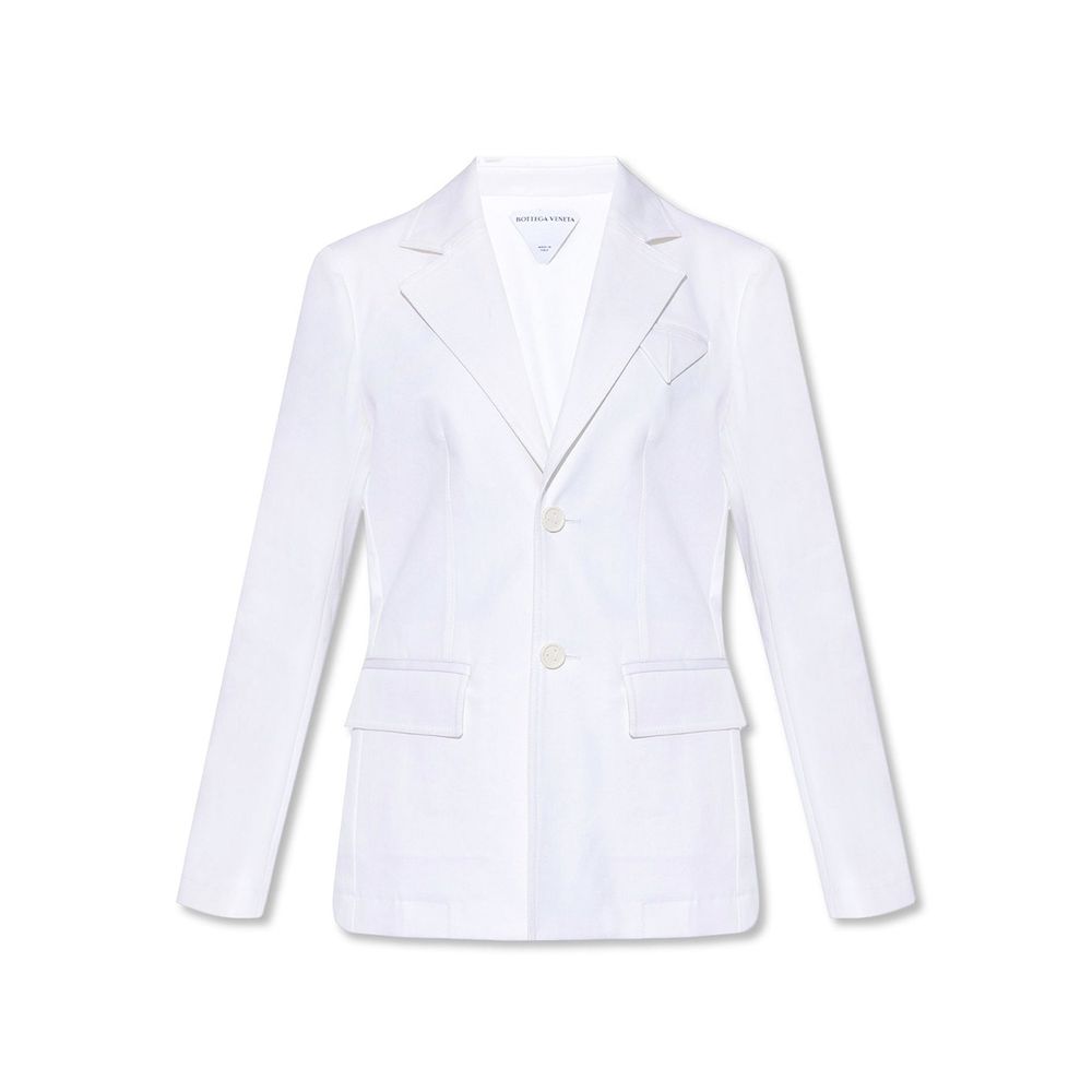 Bottega Veneta White Cotton Twill Single-Breasted Blazer