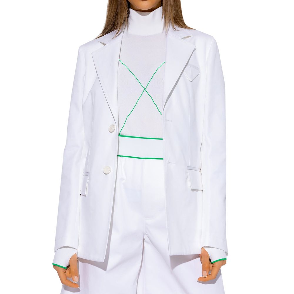Bottega Veneta White Cotton Twill Single-Breasted Blazer