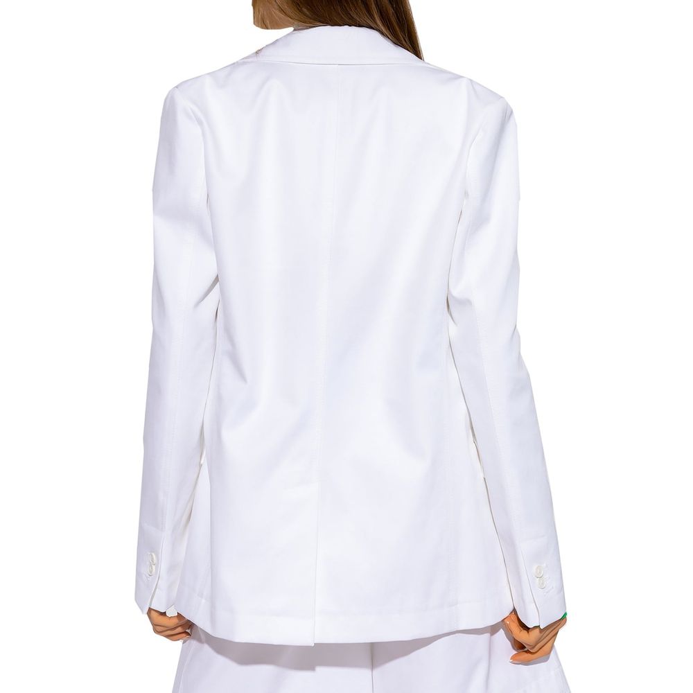 Bottega Veneta White Cotton Twill Single-Breasted Blazer