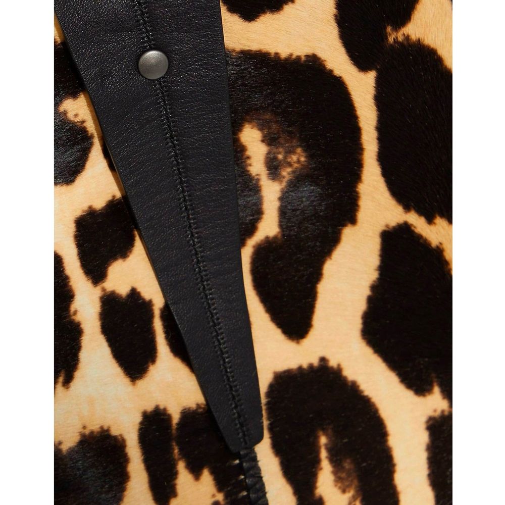 Bottega Veneta Leopard Printed Leather Flared Midi Skirt