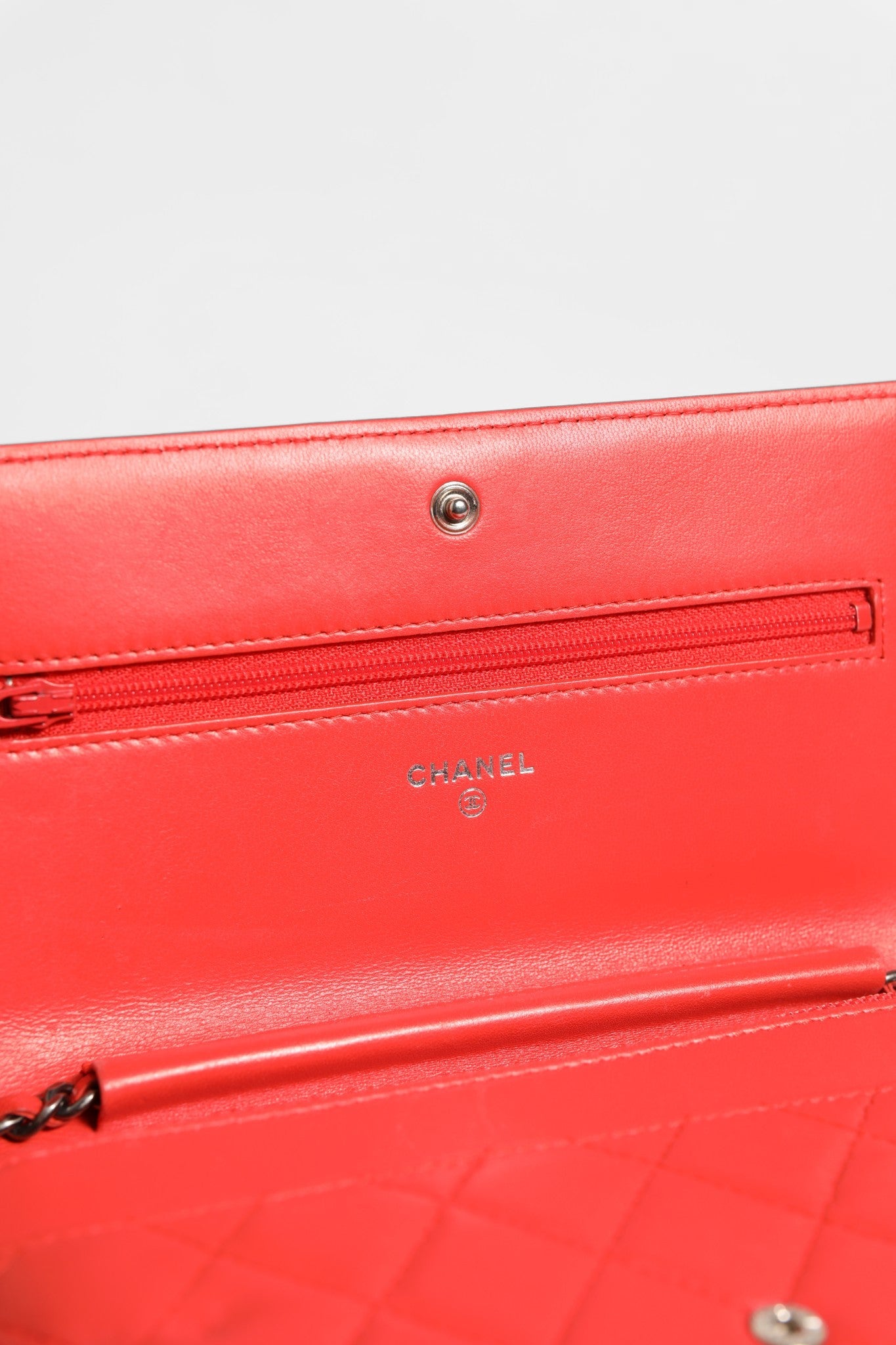 Chanel Red Leather Boy Wallet on Chain
