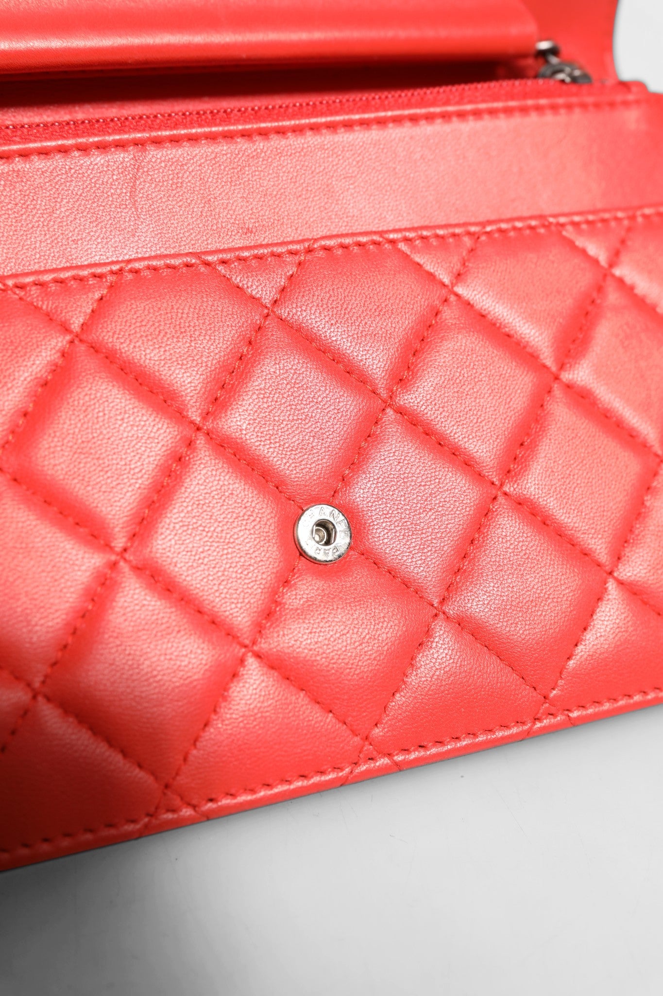 Chanel Red Leather Boy Wallet on Chain