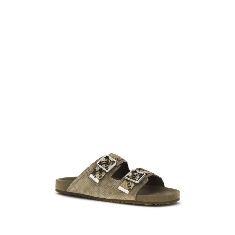 Burberry Beige Leather Flat Sandals