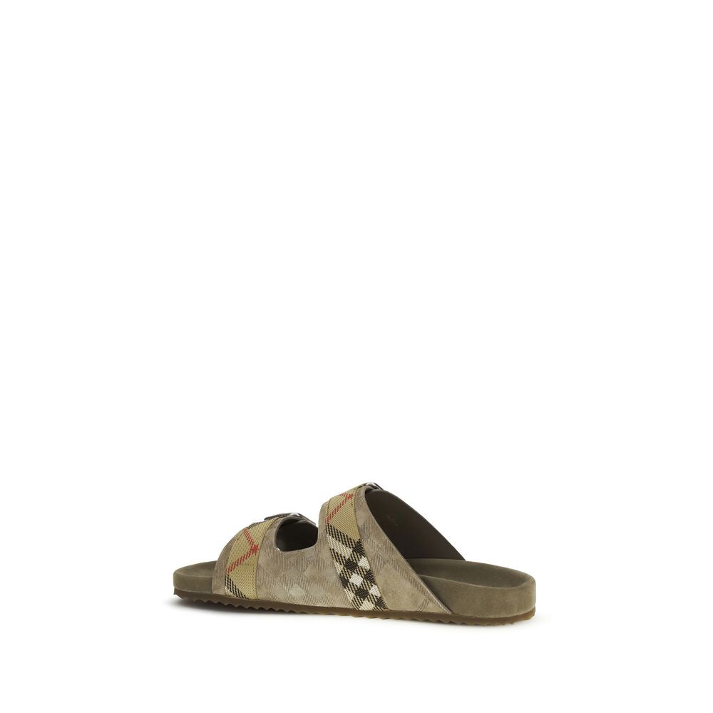 Burberry Beige Leather Flat Sandals