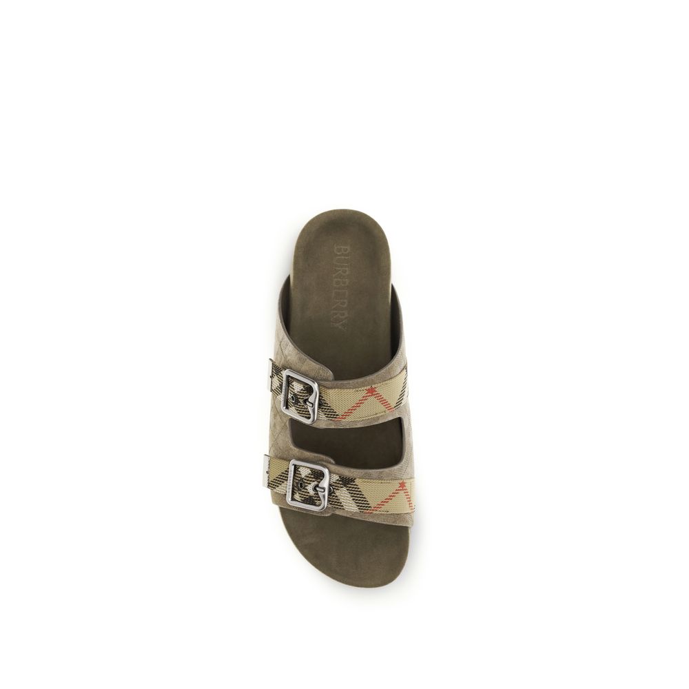 Burberry Beige Leather Flat Sandals
