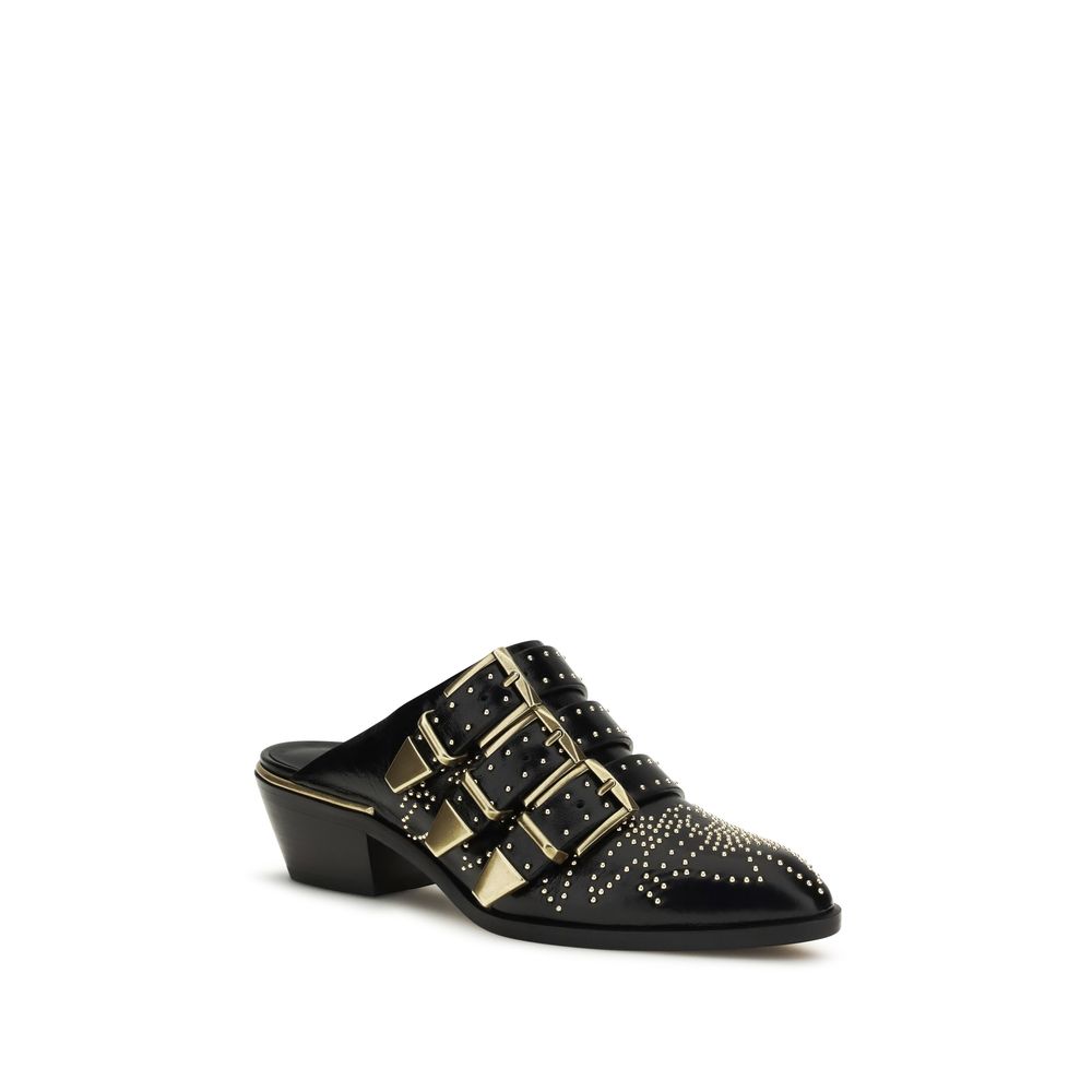 Chloé Black Leather Mules