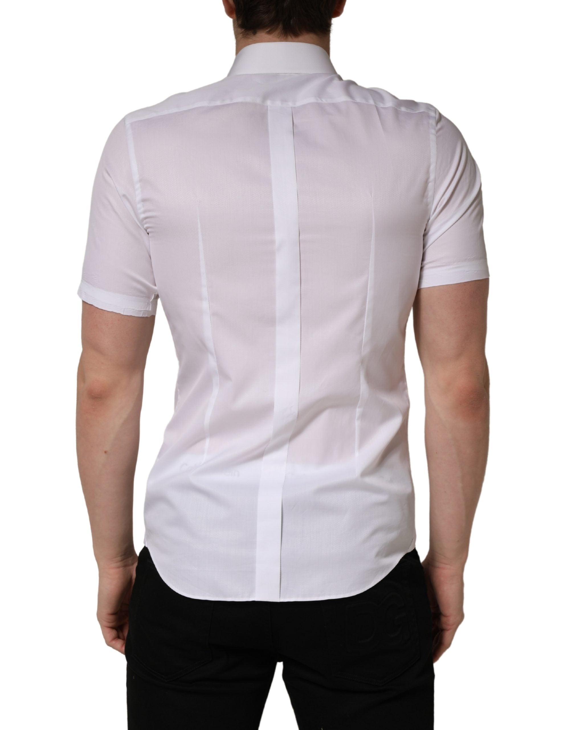 Dolce & Gabbana White Cotton Short Sleeves Button Down Shirt