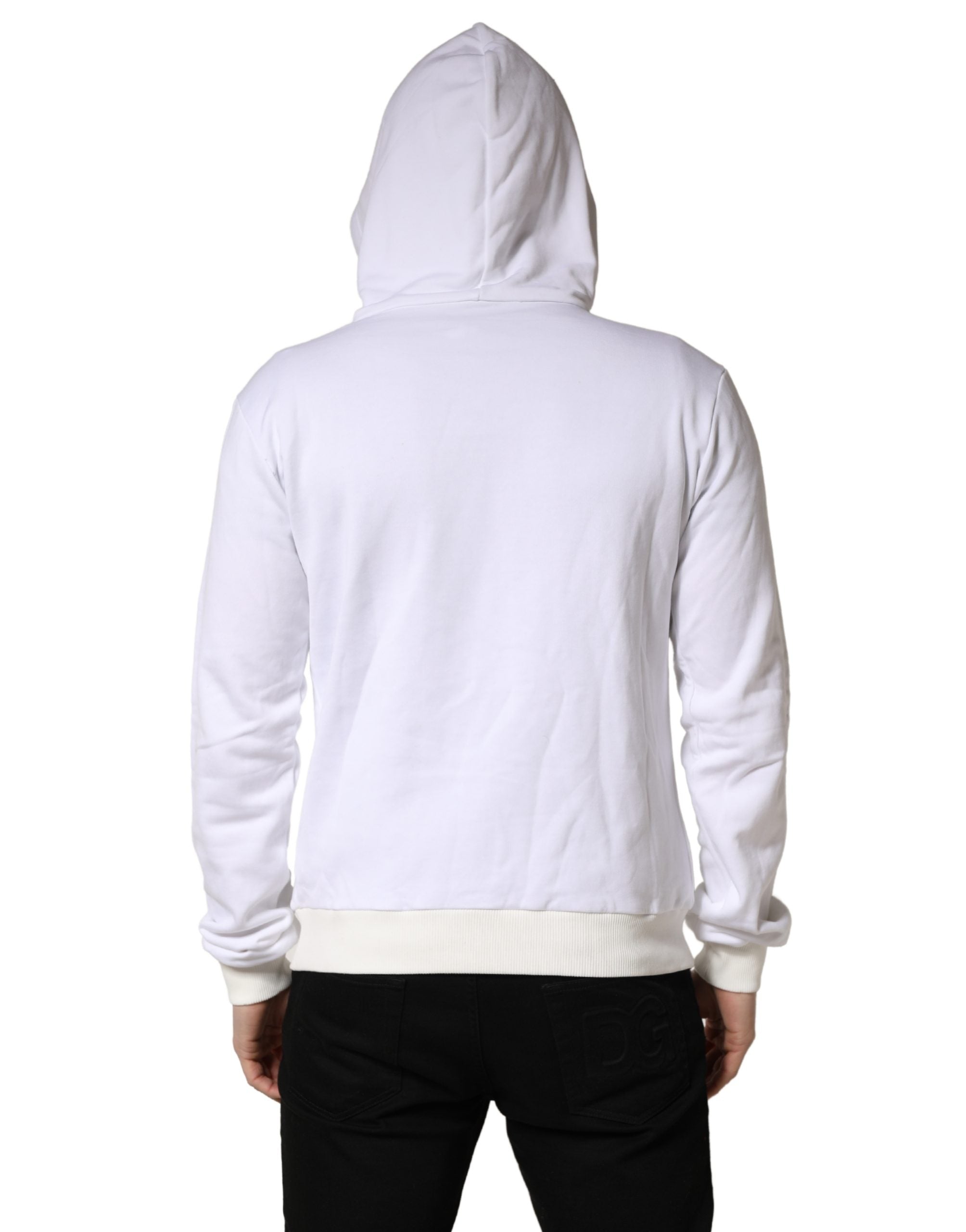 Dolce & Gabbana White Sacred Heart Hooded Sweatshirt Sweater