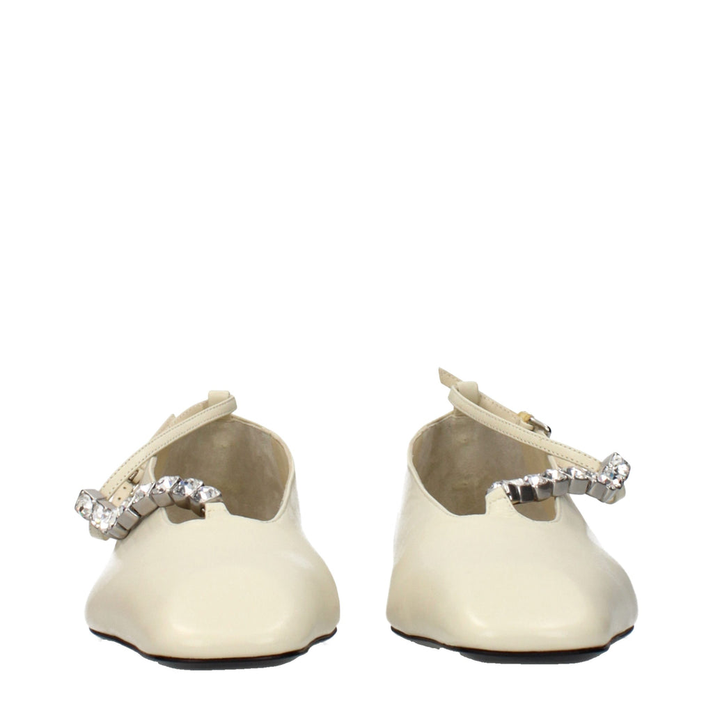 Jil Sander Beige Leather Ballet Flats
