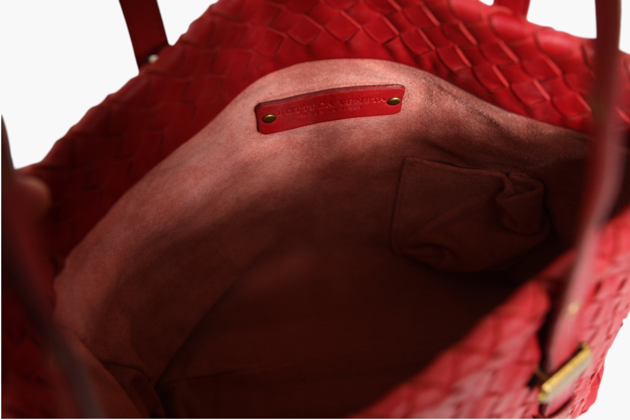 Bottega Veneta 24 Red Intrecciato Leather Tote Bag