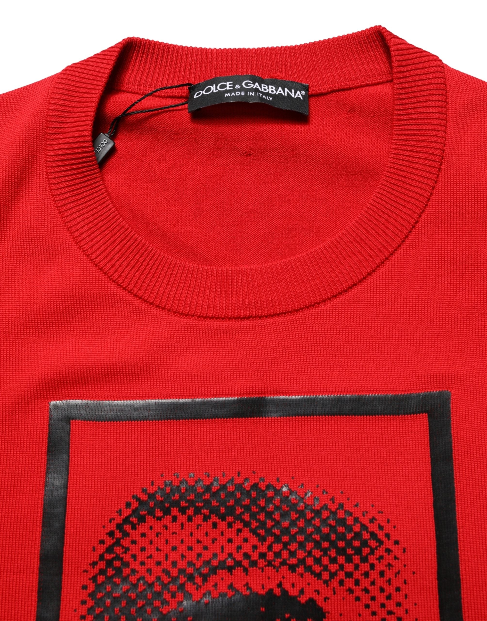 Dolce & Gabbana Red Eye Print Crew Neck Pullover Sweater