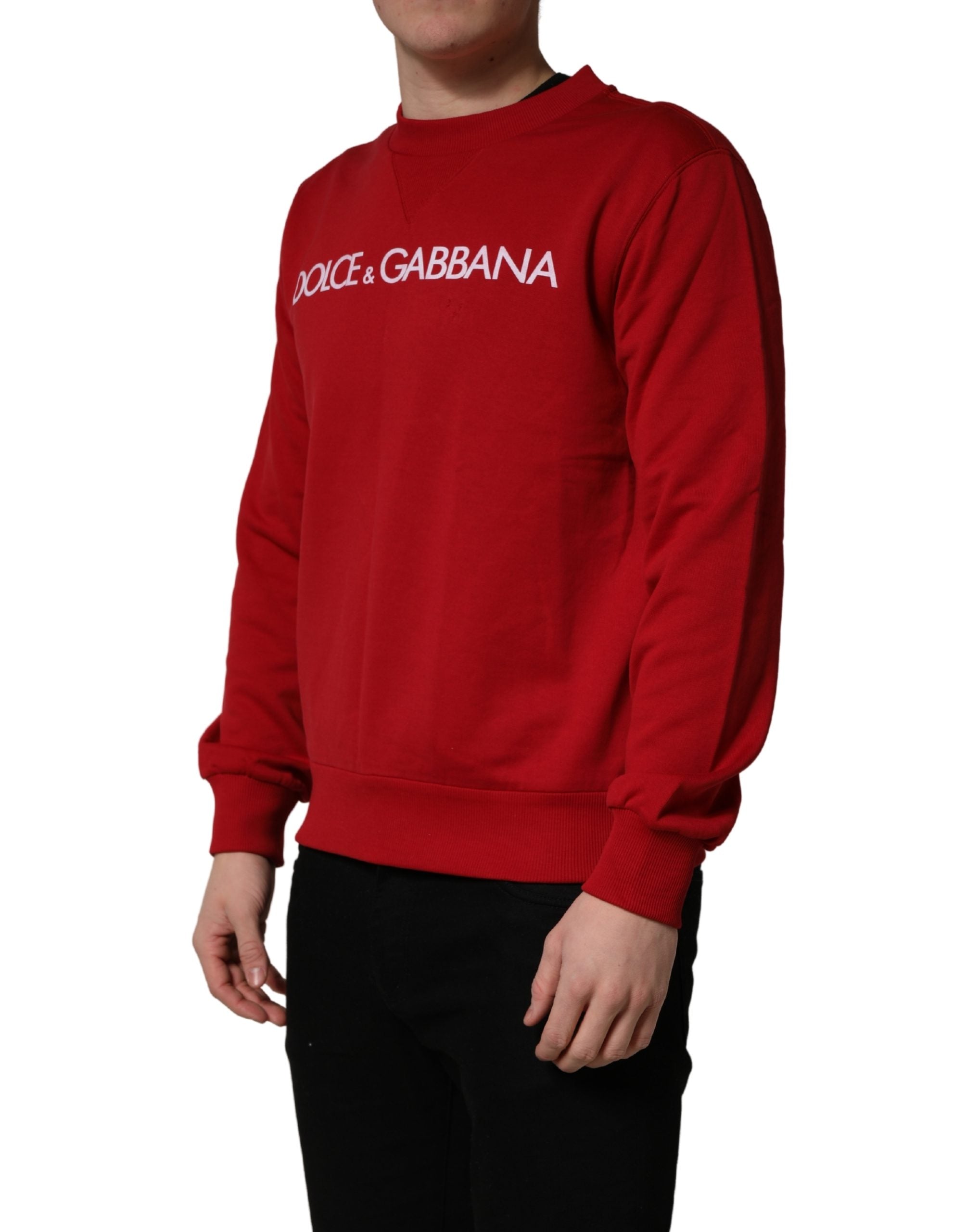 Dolce & Gabbana Red Cotton DG Logo Jersey Sweatshirt Sweater